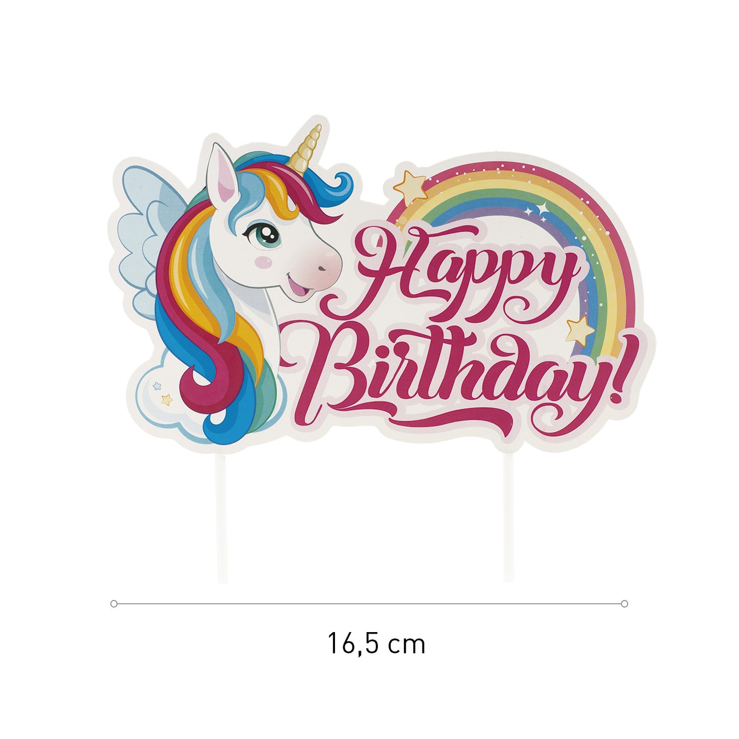 CAKE TOPPER PAPEL UNICORNIO 17.5X15CM