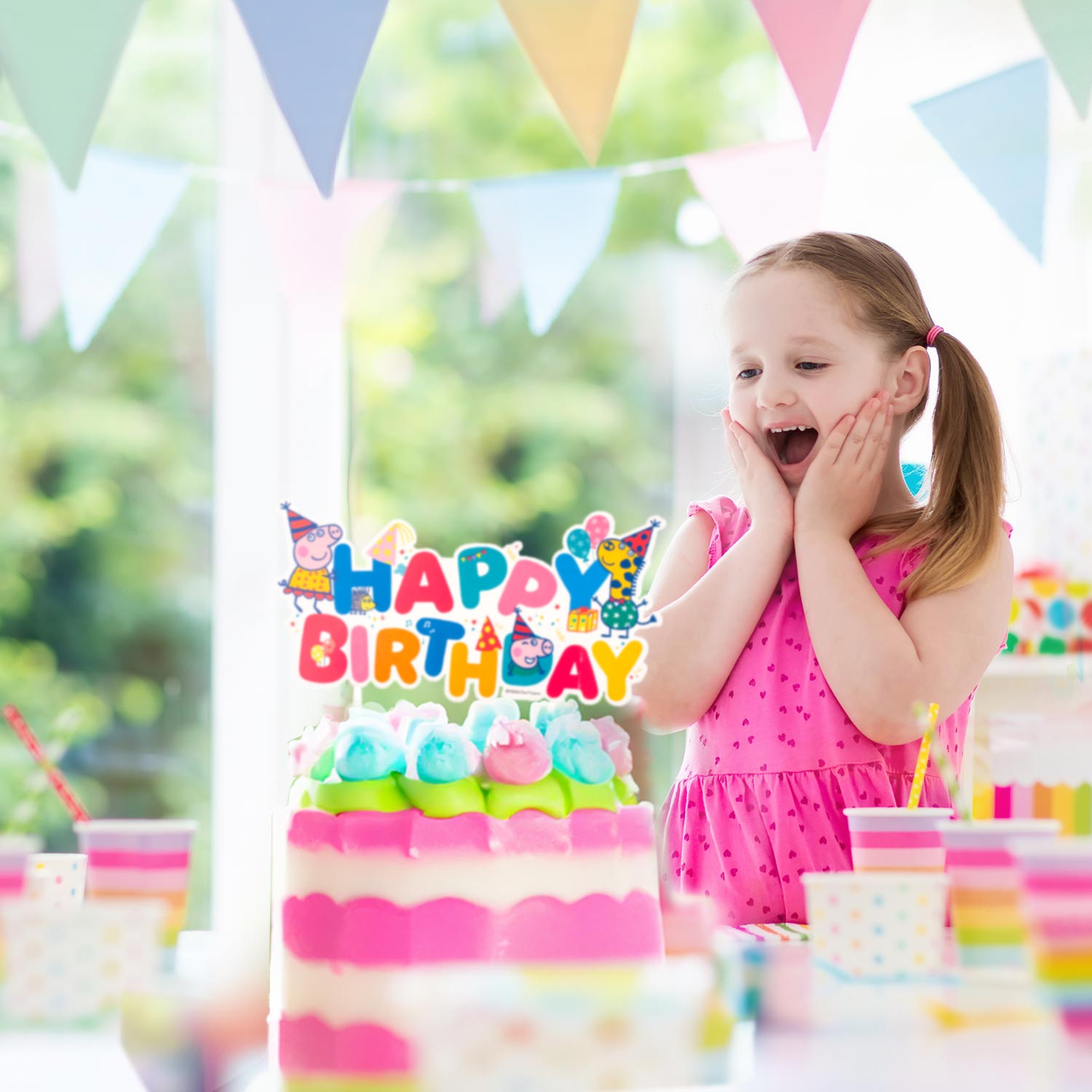 CAKE TOPPER EN PAPIER PEPPA PIG 17x12 CM