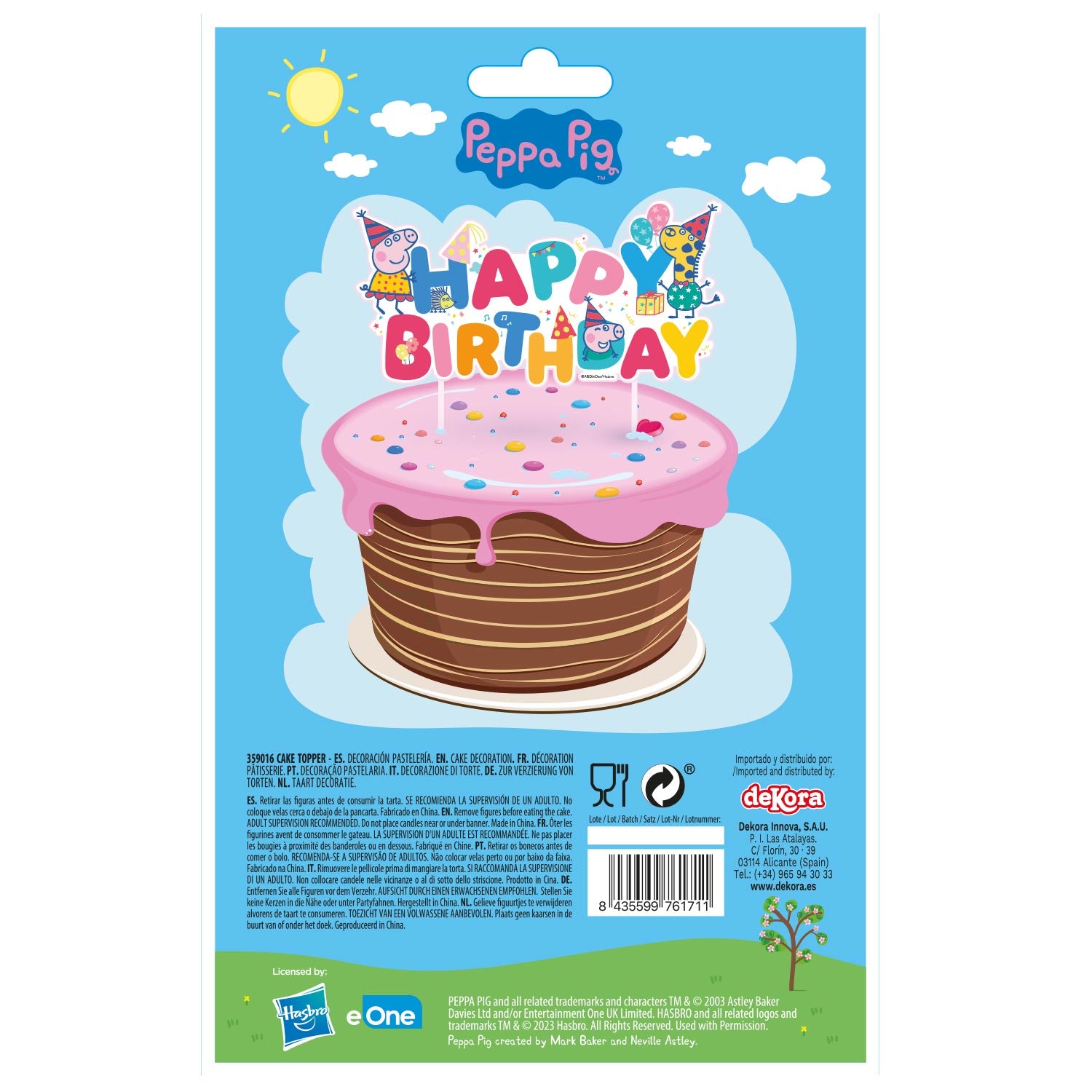 CAKE TOPPER EN PAPIER PEPPA PIG 17x12 CM