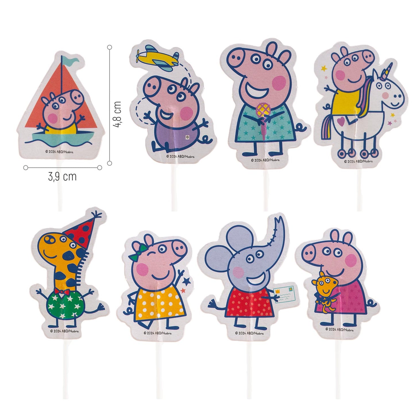 CAKE TOPPERS PAPER PEPPA PIG 8 MODELS 16 UNITS