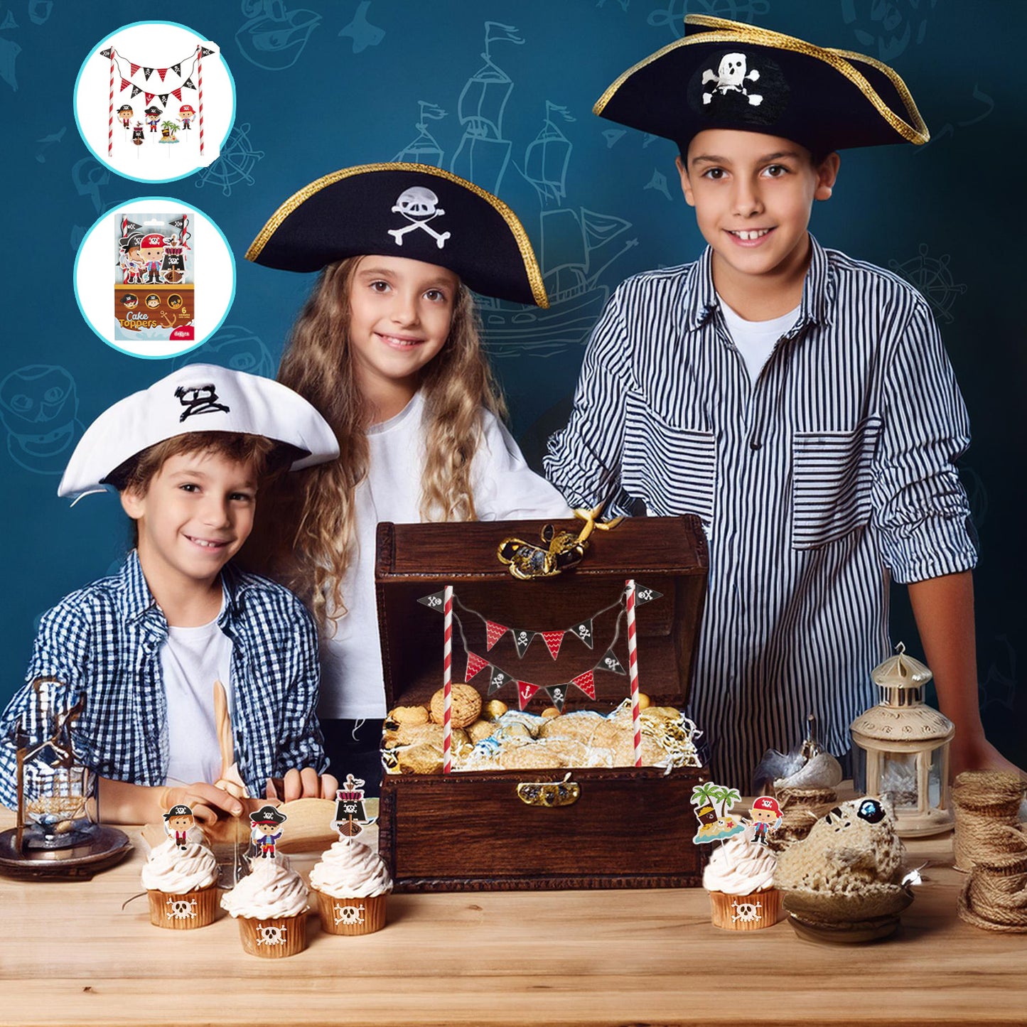 CAKE TOPPER DI CARTA PIRATI