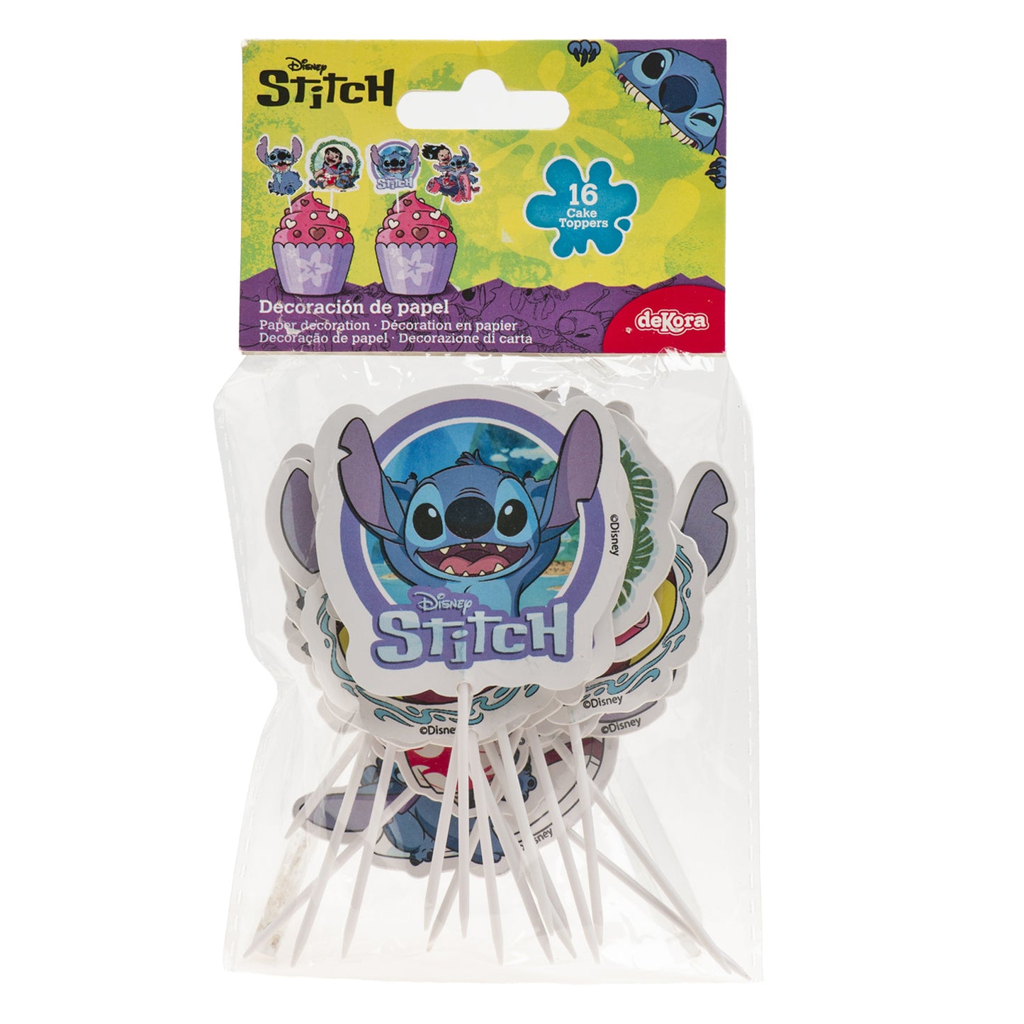 CAKE TOPPERS DI CARTA STITCH 16 UNID