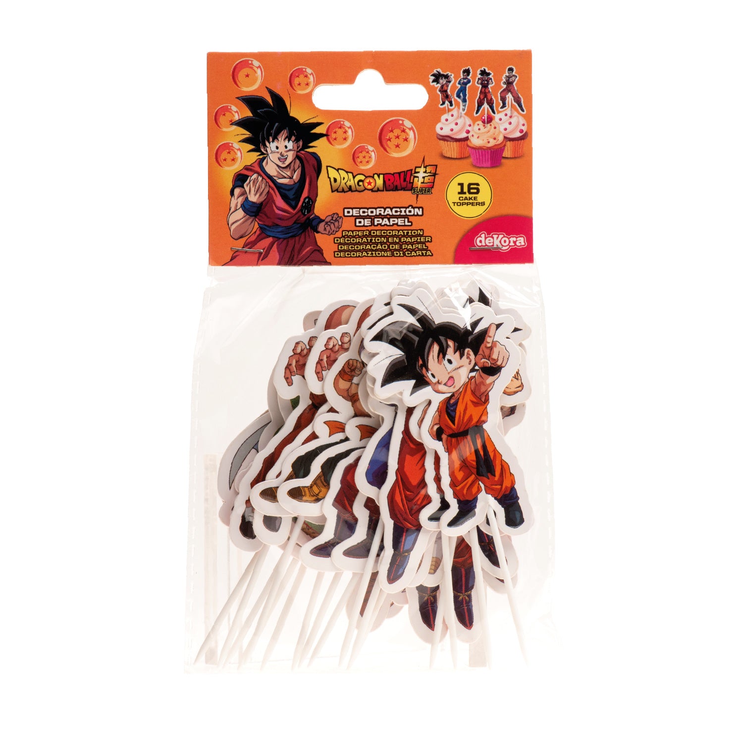 CAKE TOPPER PAPEL DRAGON BALL 16 UNIDADES