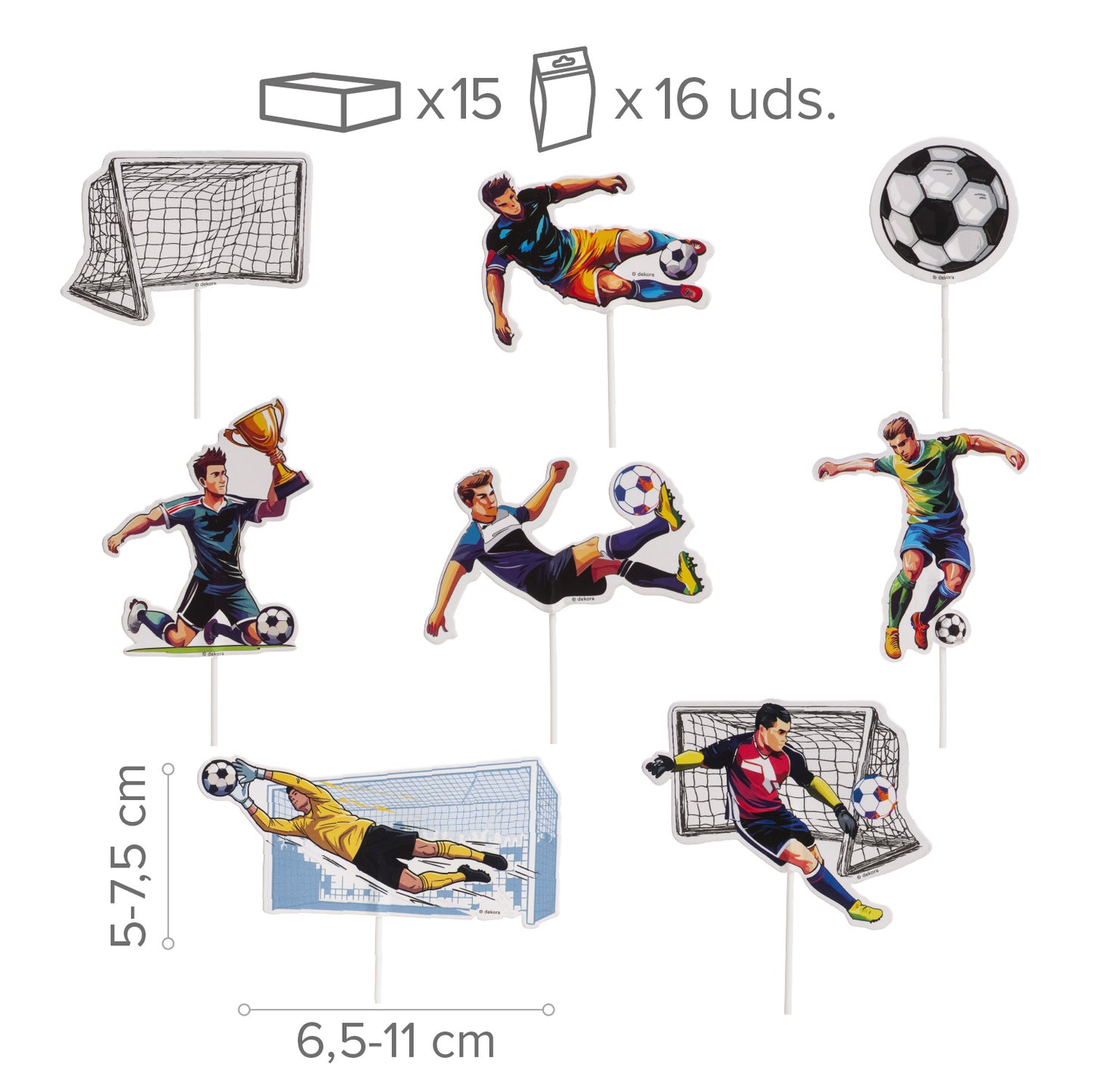 CAKE TOPPER PAPEL FÚTBOL 16 UNIDADES