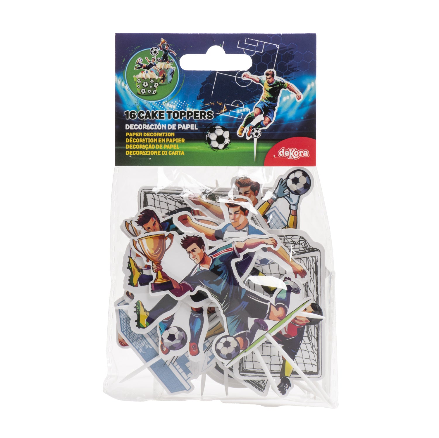 CAKE TOPPER PAPEL FÚTBOL 16 UNIDADES