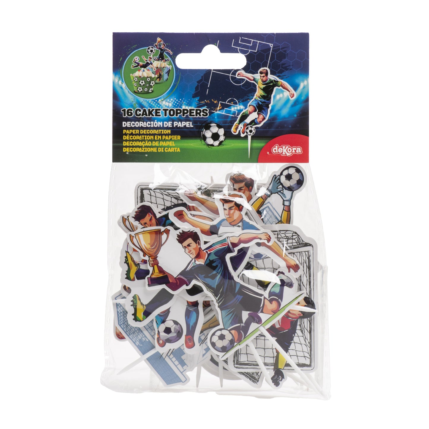 CAKE TOPPER PAPEL FÚTBOL 16 UNIDADES