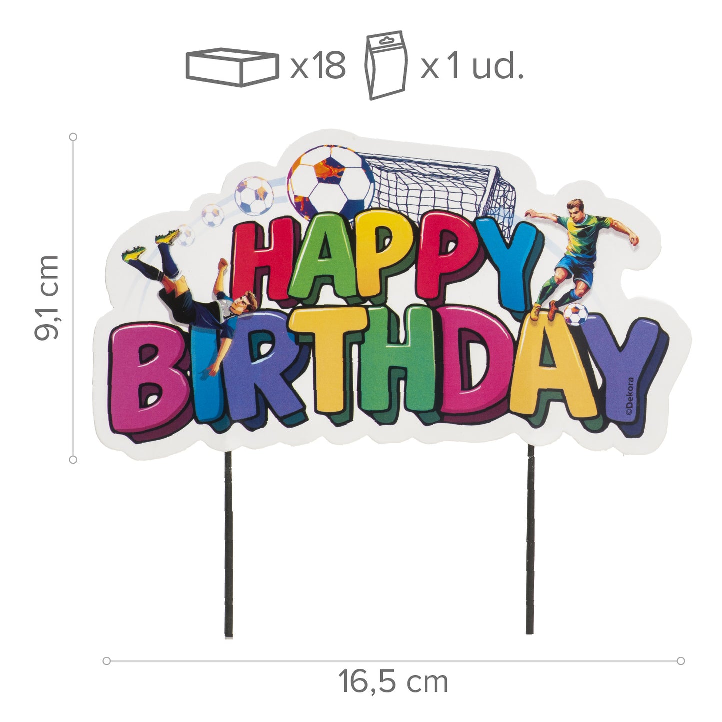 CAKE TOPPERS EN PAPIER FOOTBALL 17,5CM