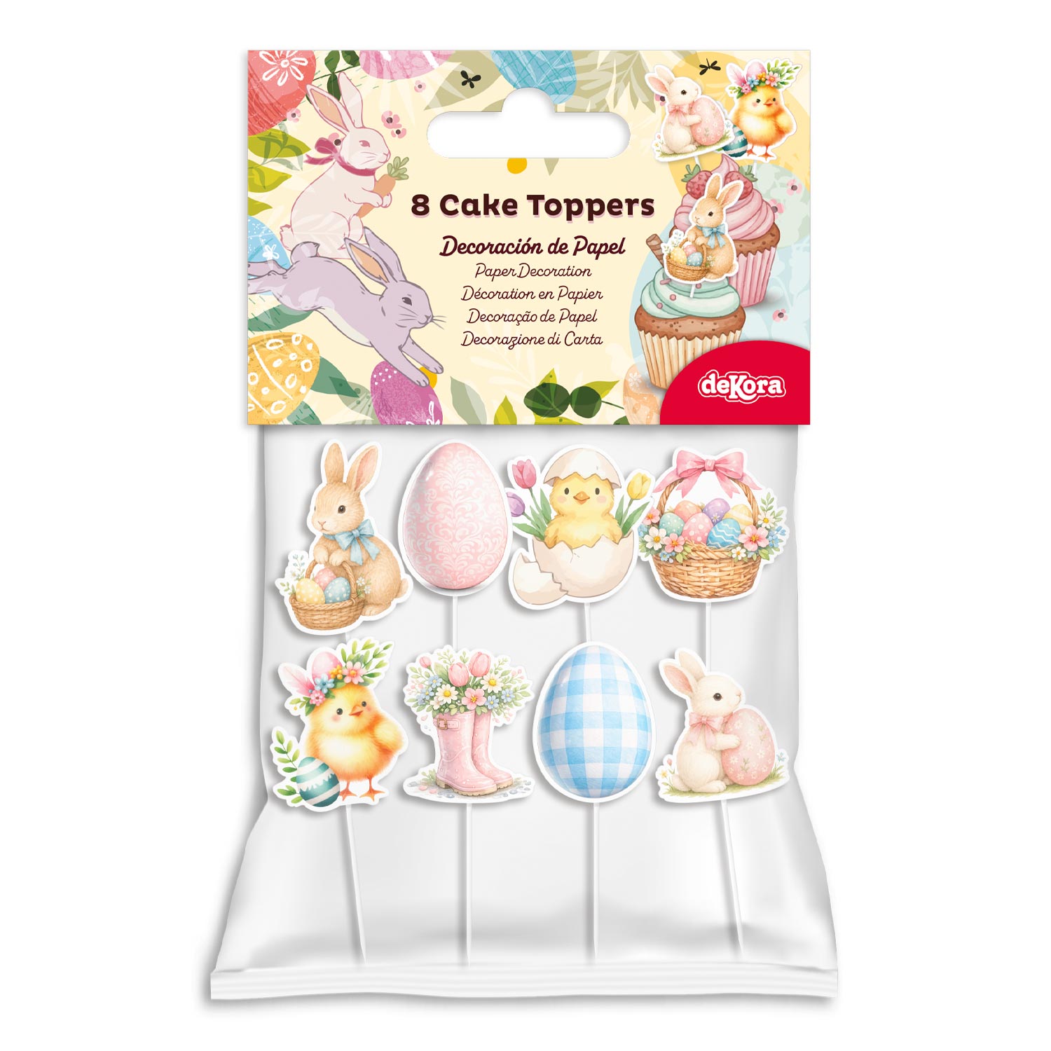 CAKE TOPPER PAPIER PÂQUES 8 UNITÉS