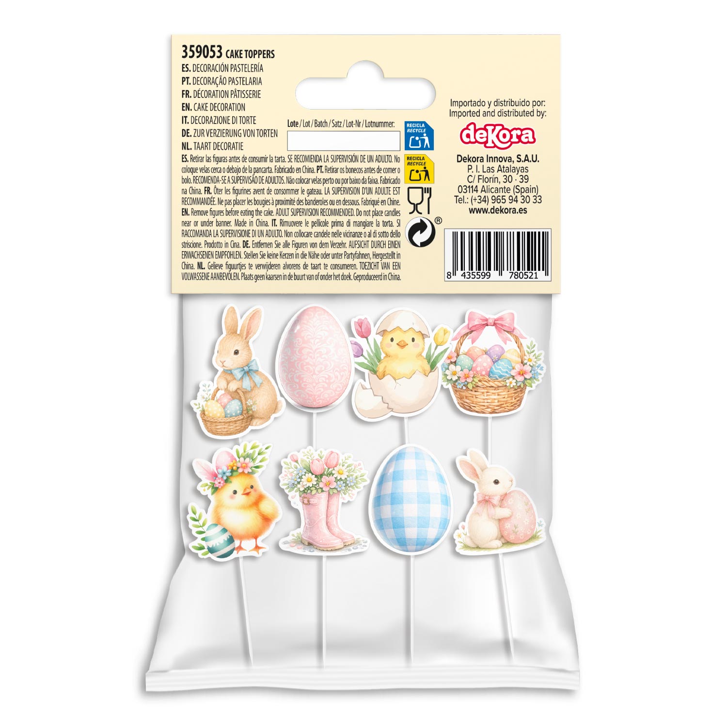 CAKE TOPPER PAPIER PÂQUES 8 UNITÉS