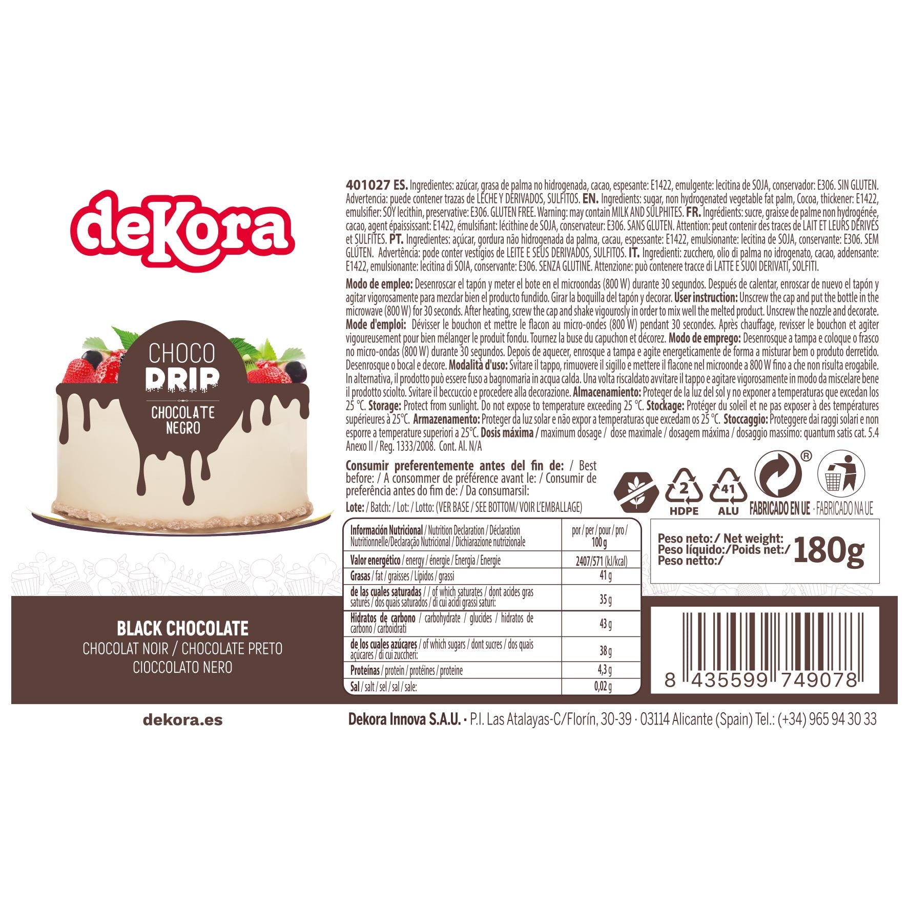 CHOCO DRIP CHOCOLAT NOIR 180 GR