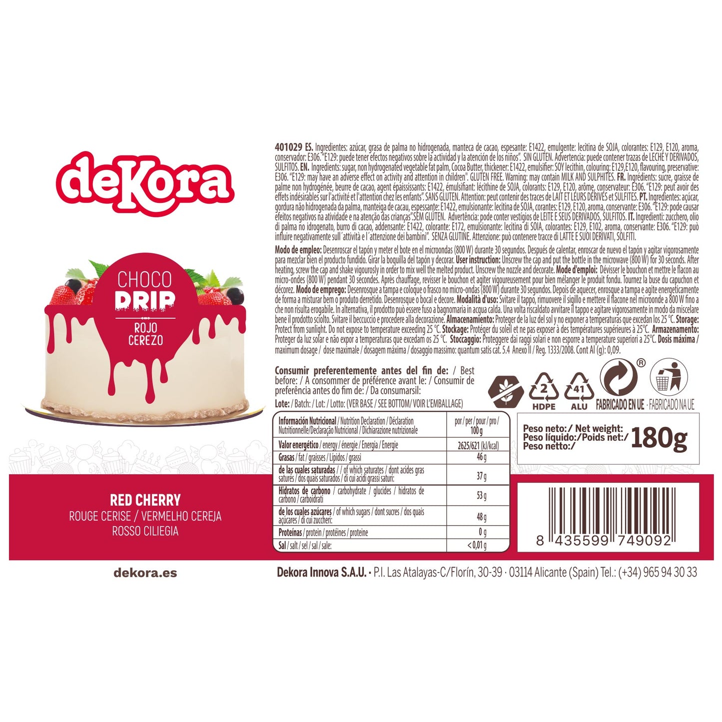 CHOCO DRIP ROUGE CERISE 180 GR