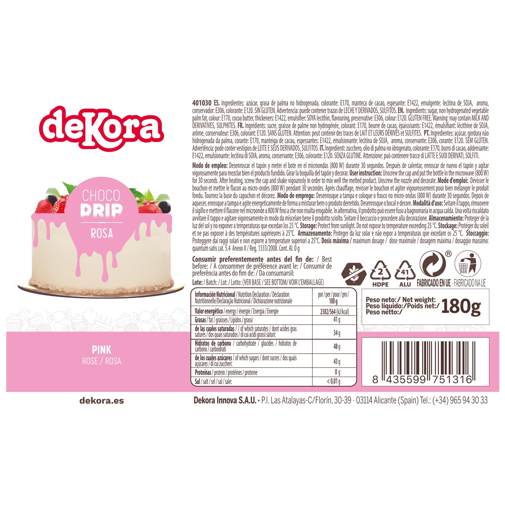 CHOCO DRIP ROSA 180 GR