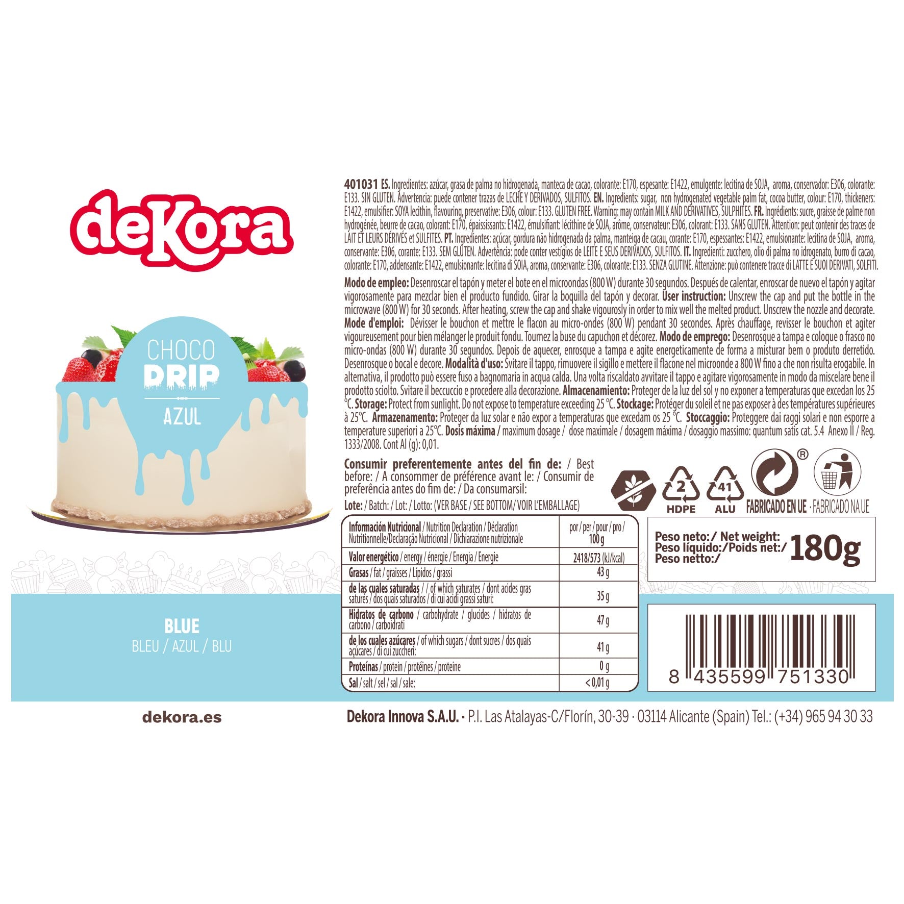 CHOCO DRIP BLUE 180 GR