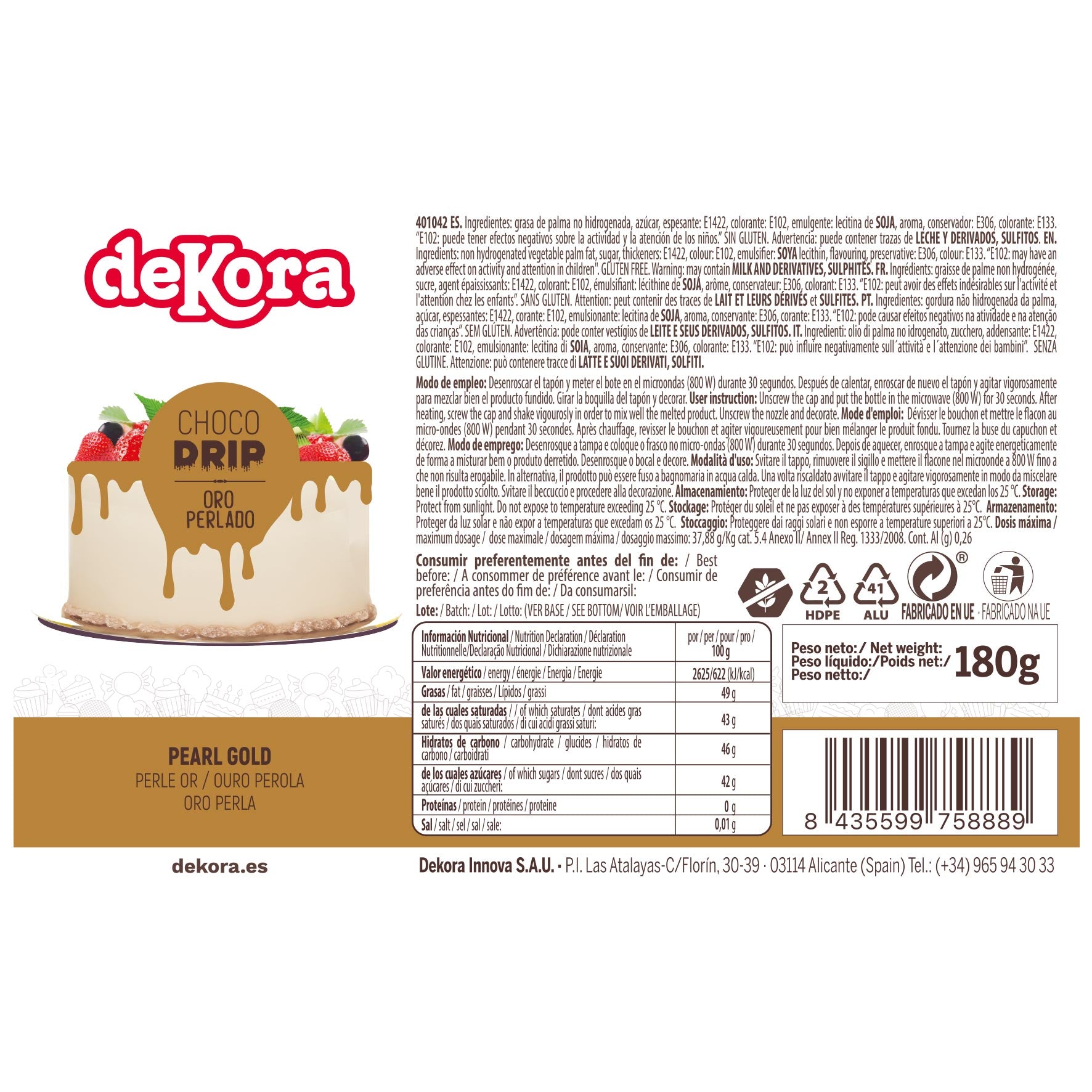 CHOCO DRIP ORO PERLADO 180G