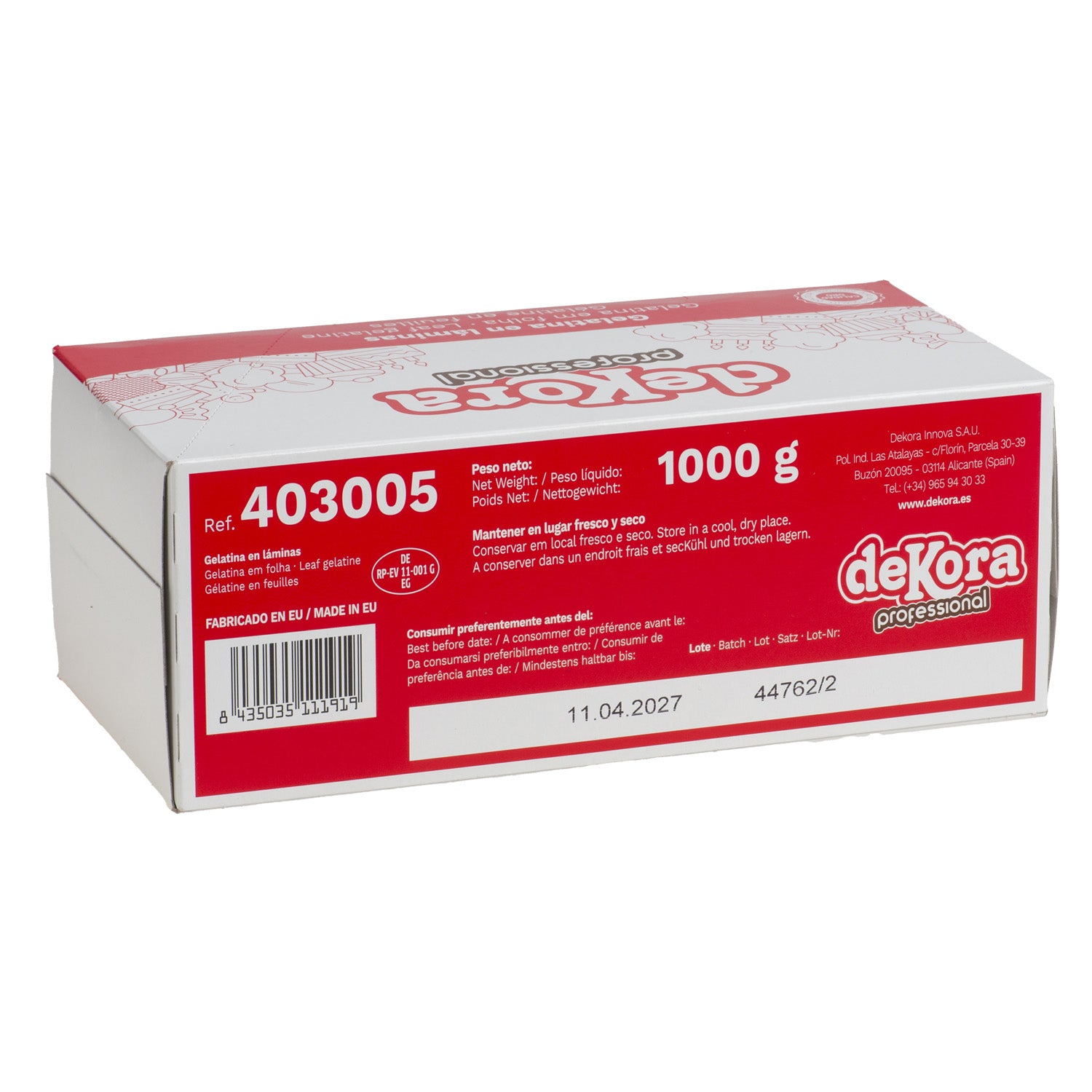 GELATINA EN HOJAS FINAS - CALIDAD ORO +/- 220 BLOOM 1KG
