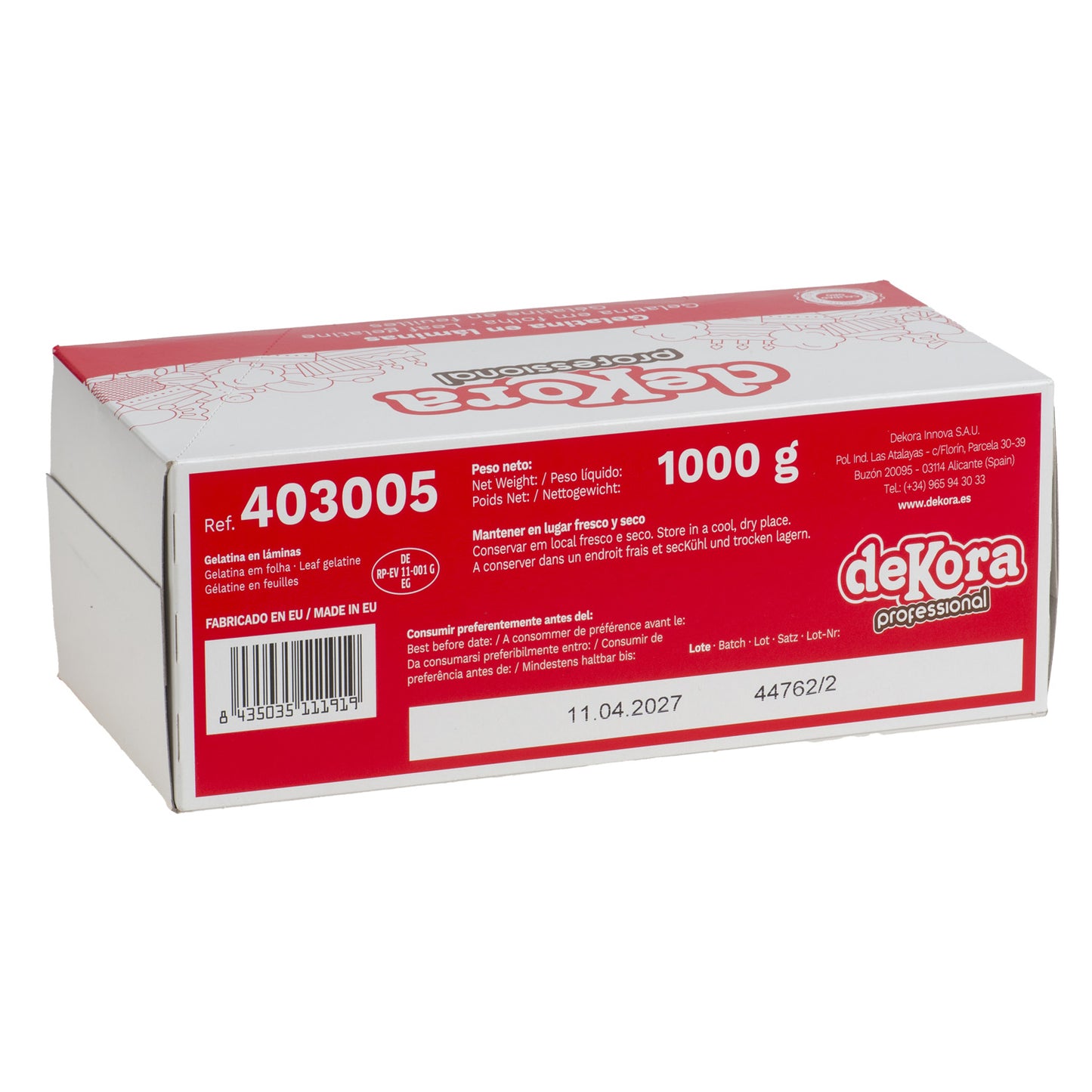 GELATINA EN HOJAS FINAS - CALIDAD ORO +/- 220 BLOOM 1KG