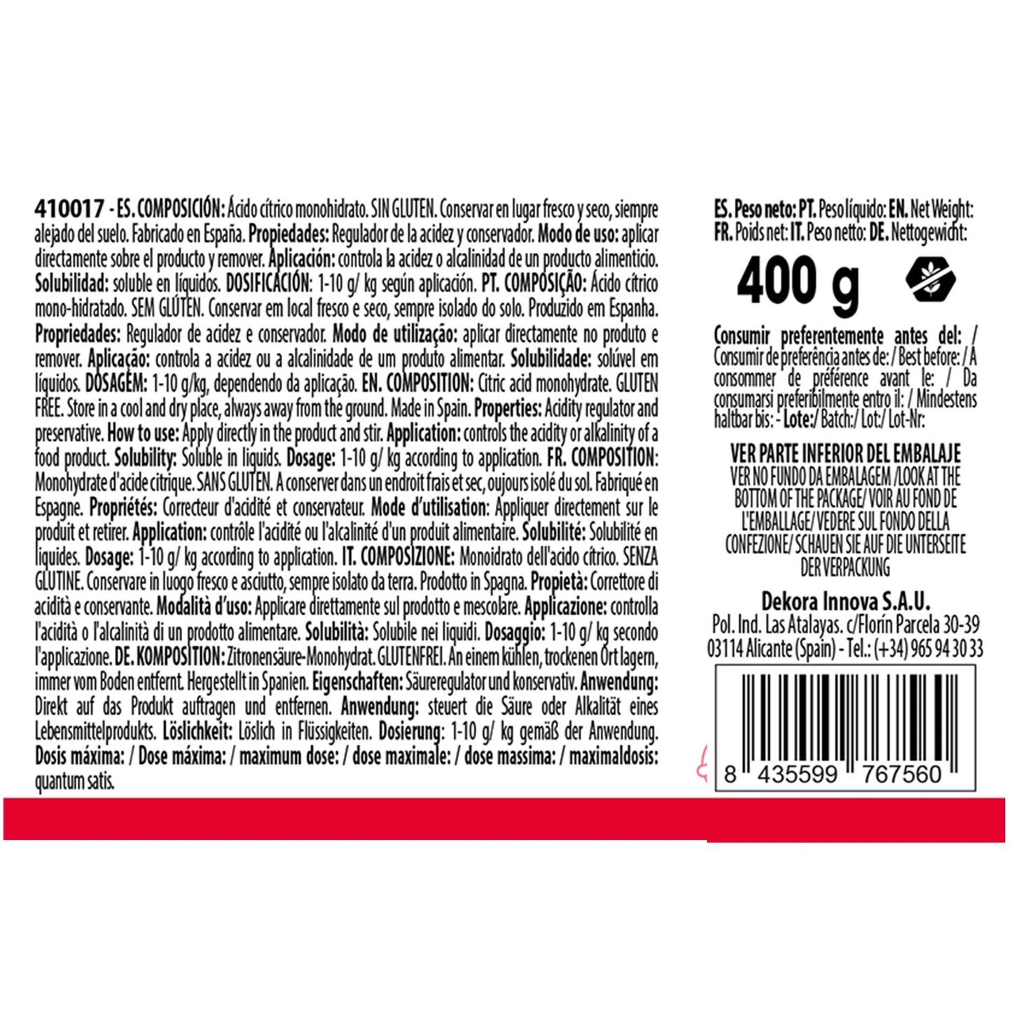 ÁCIDO CÍTRICO 400 GR