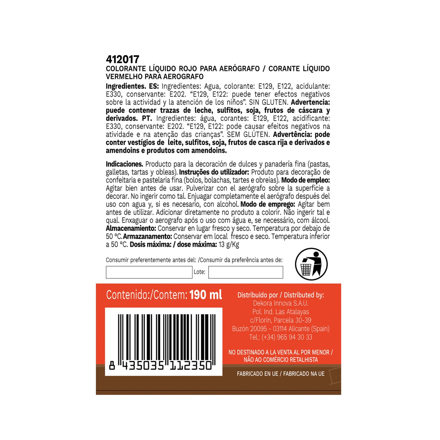 COLORANT ROUGE LIQUIDE
