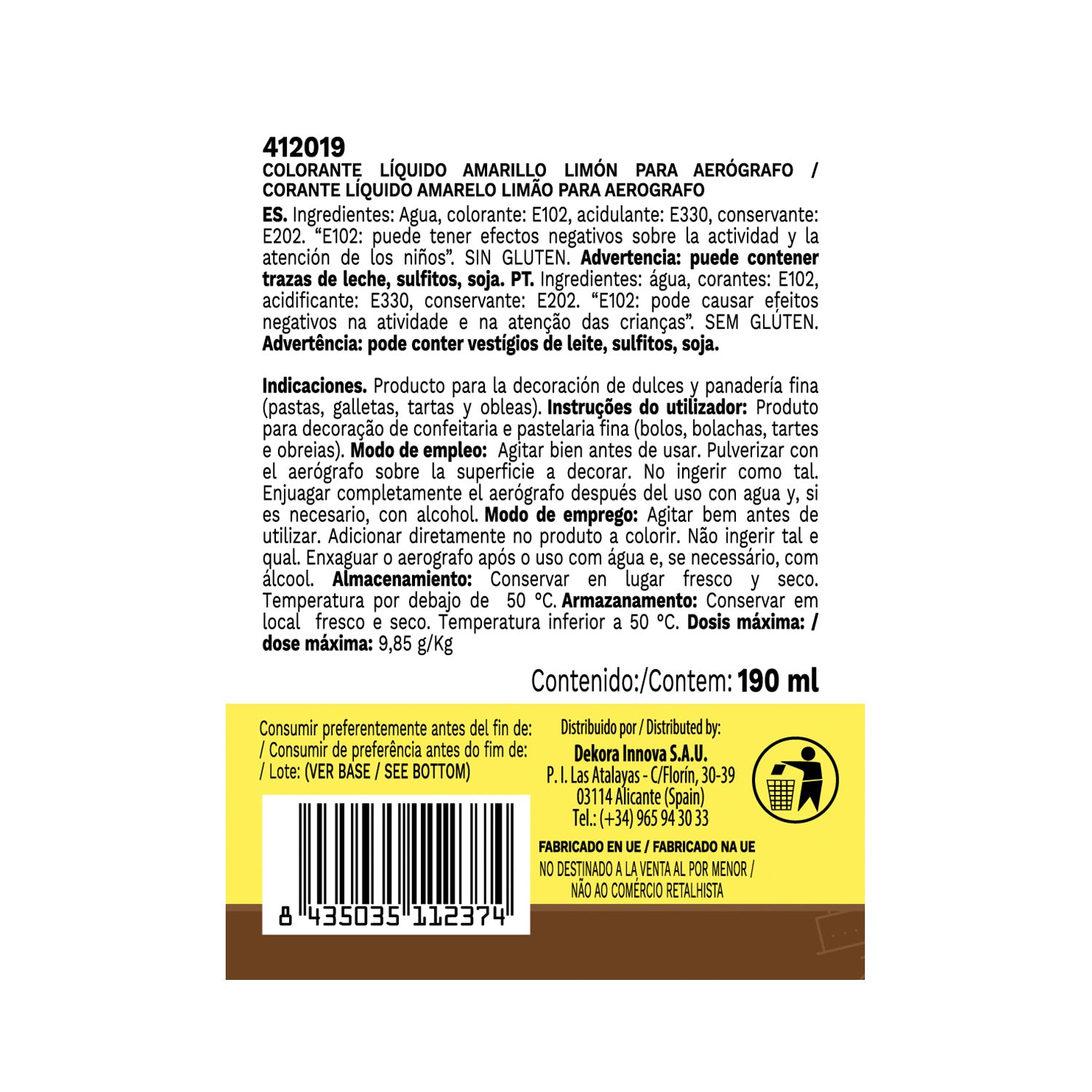 CORANTE AMARELO-LIMÃO AERÓGRAFO