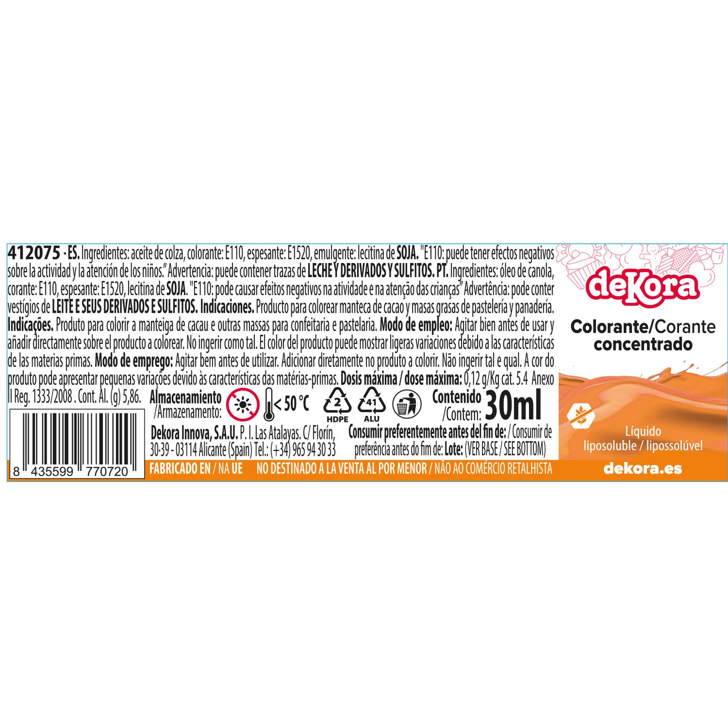 COLORANTE CONCENTRADO MARRÓN LIQ. LIPOSOLUBLE 30ML
