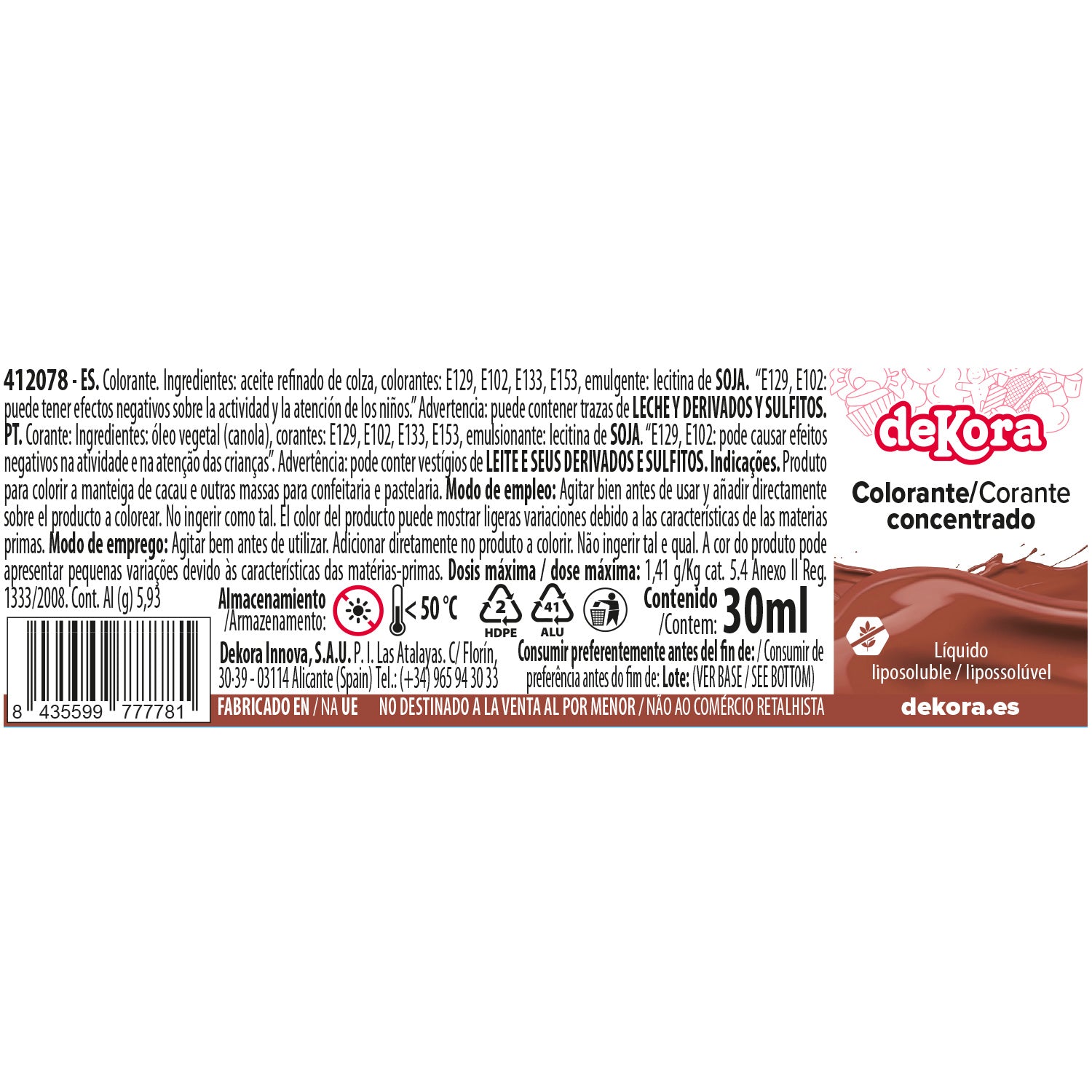 COLORANTE CONCENTRADO LIQUIDO MARRÓN 30ML
