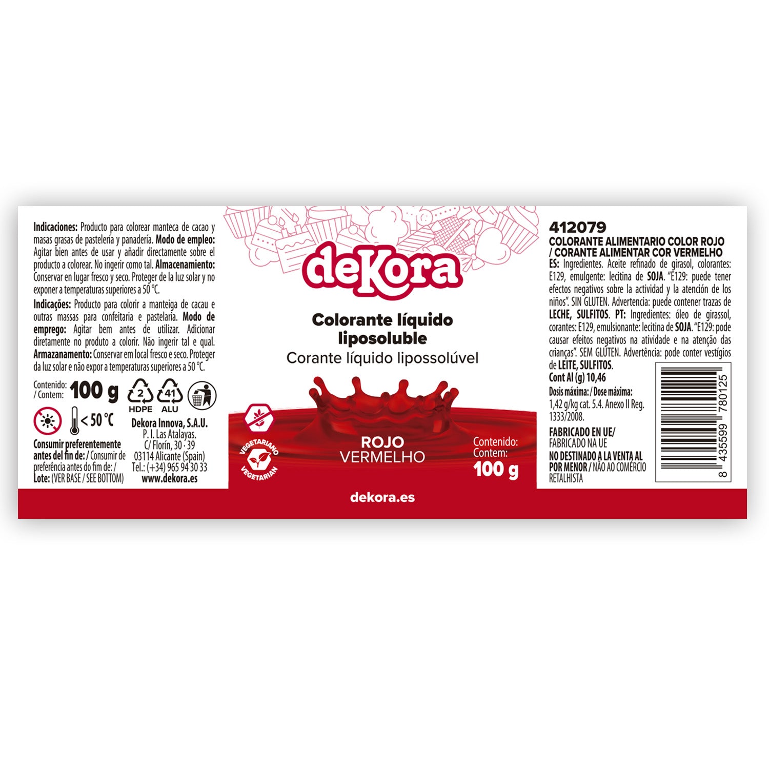 COLORANTE LIQUIDO LIPOSOLUBLE ROJO SIN E120