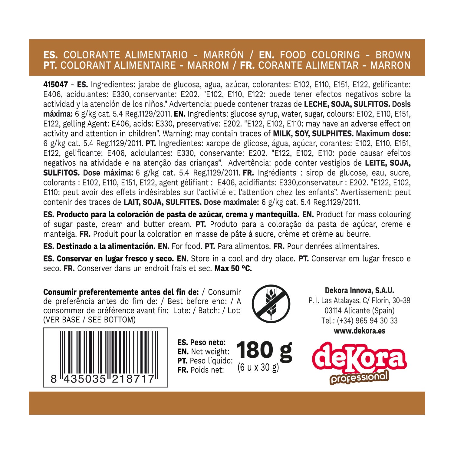 6 COLORANTE IN PASTA MARRONE 30G