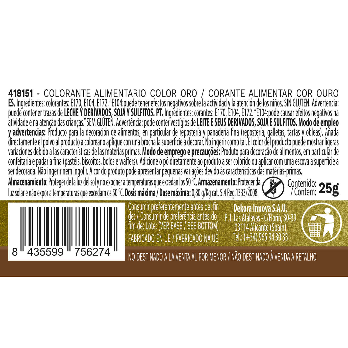 COLORE IN POLVERE LIPOSOLUBLE EFFETTO PERLA ORO 25GR