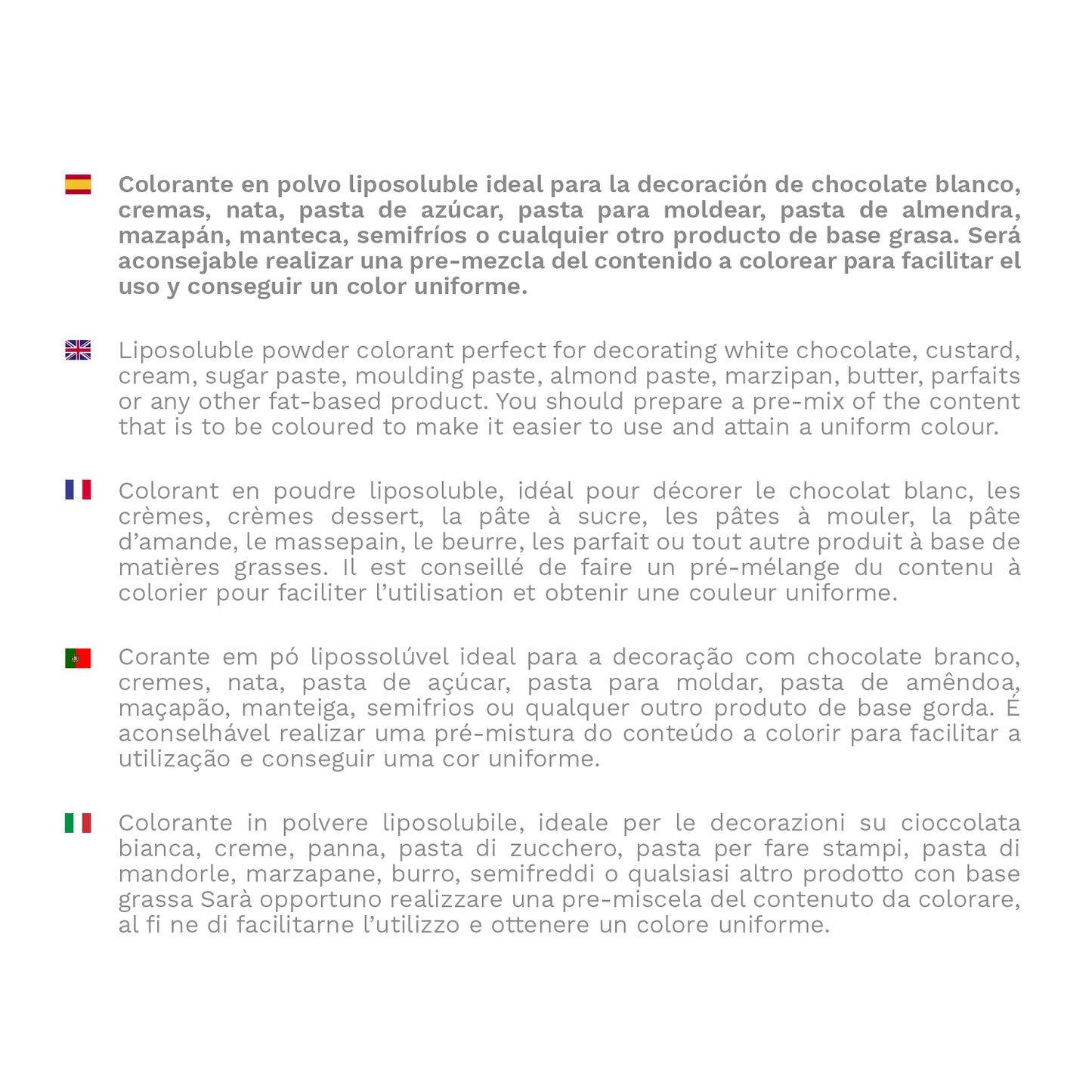 COR EM PÓ SOLÚVEL LIPOSSOLÚVEL BRANCO 25GR