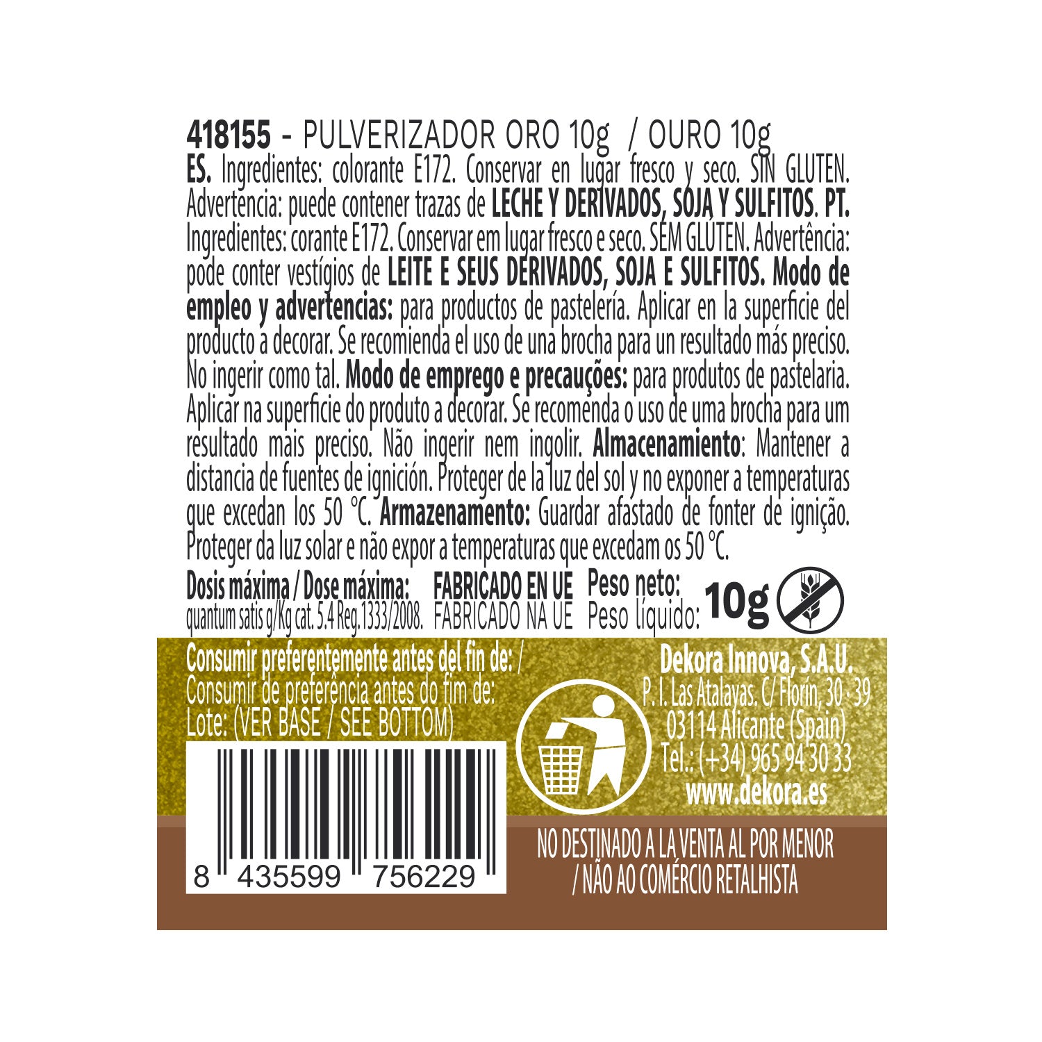 PÓ DE OURO SPRAY EFEITO PÉROLA 10G SEM E171