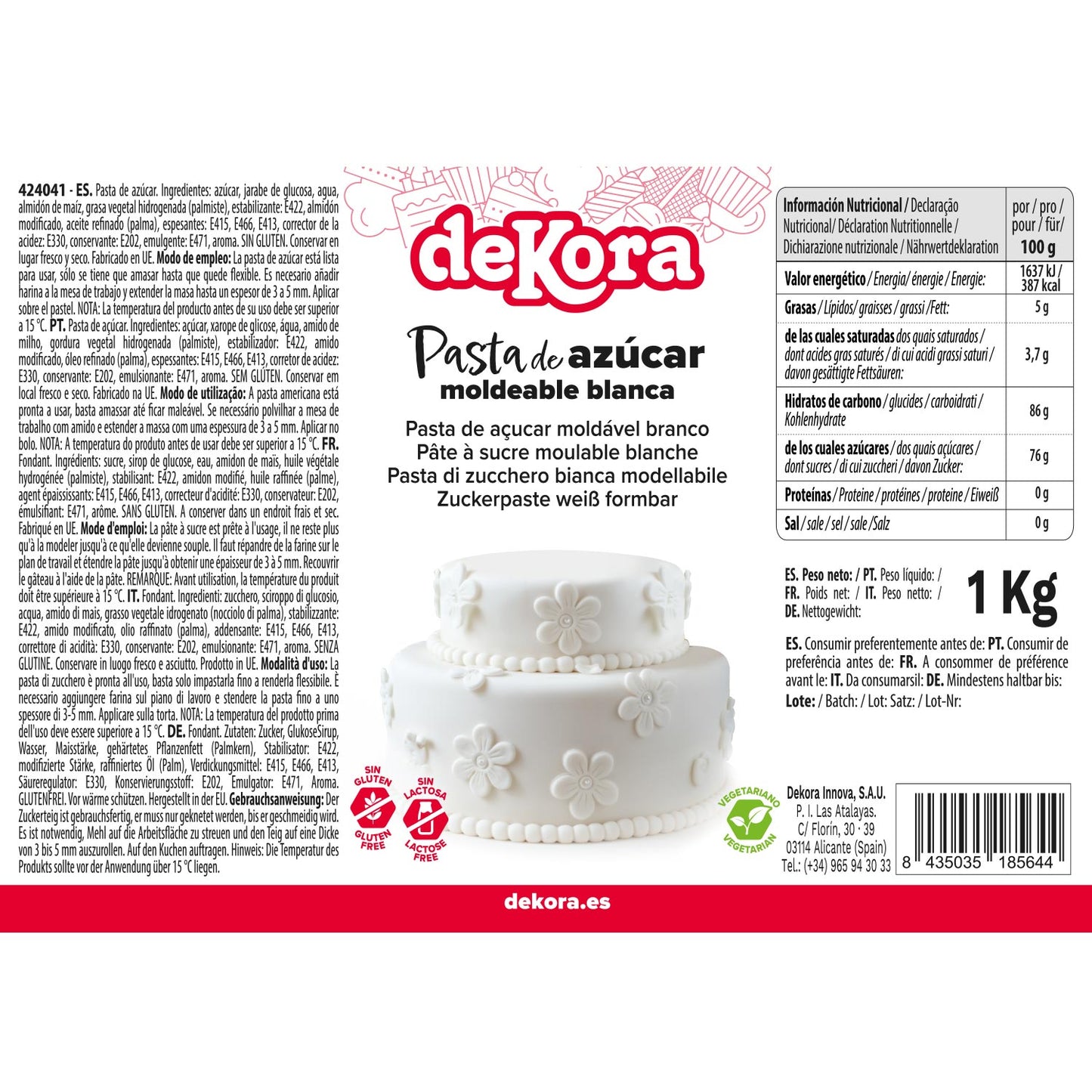 WHITE MOULDABLE SUGAR PASTE FONDANT 1 KG