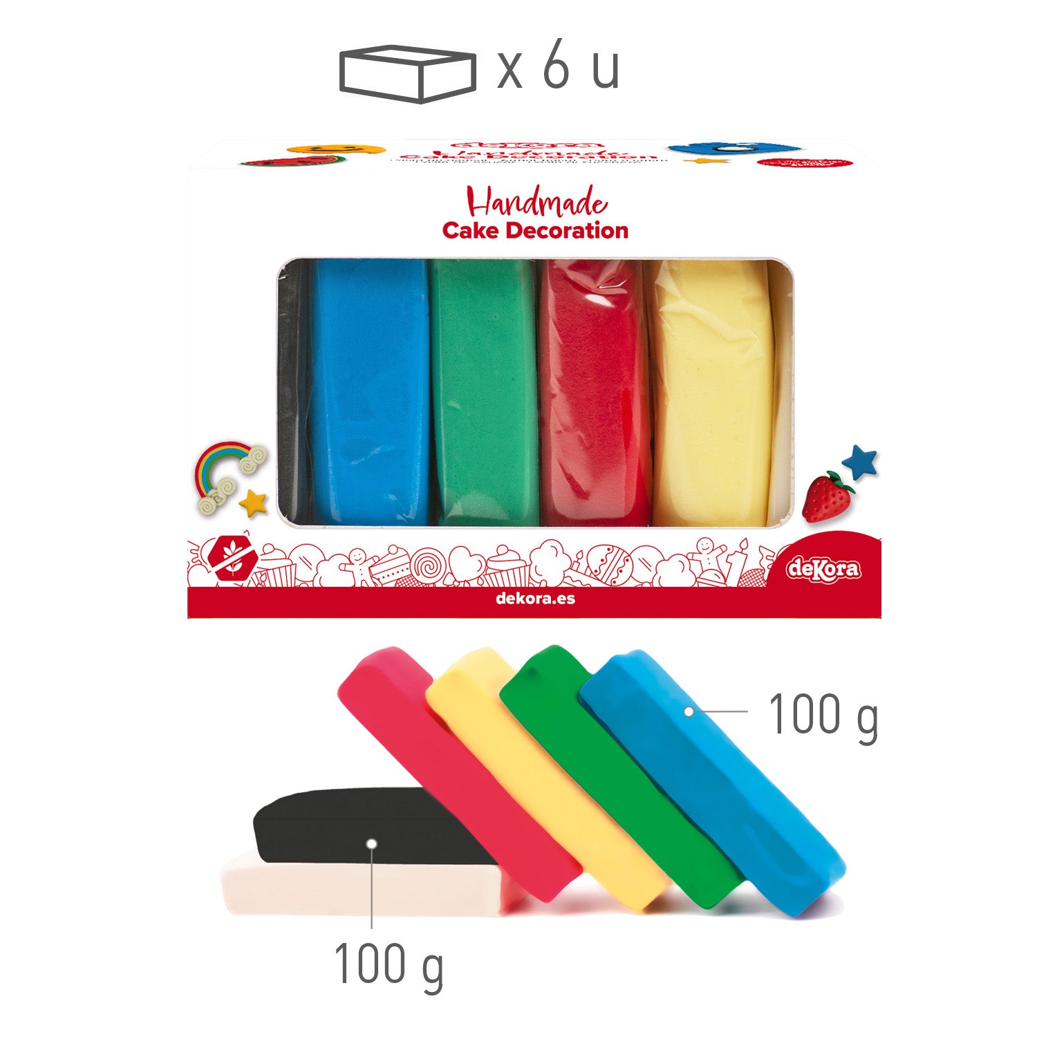 SUGAR PASTE MULTIPACK ESSENTIAL COLOURS 600GR