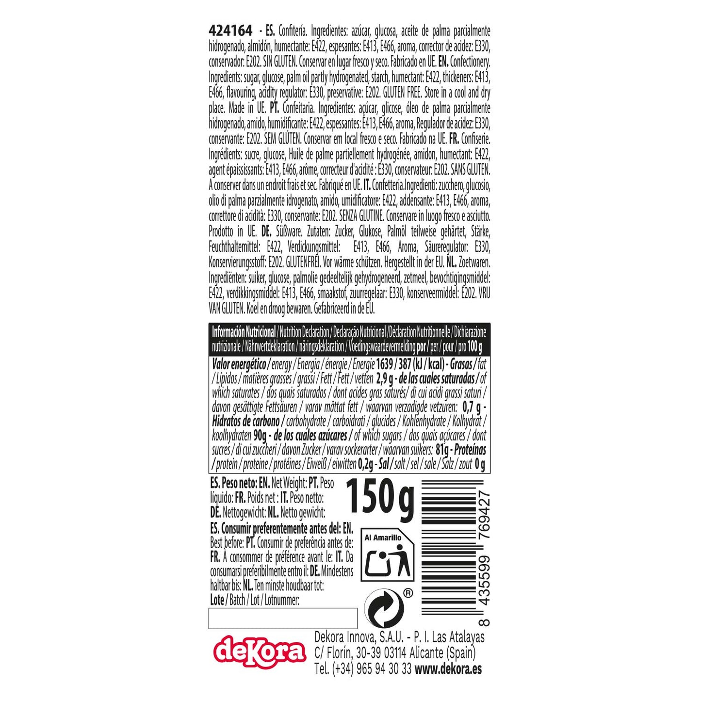 PÂTE DE SUCRE/FONDANT BLANC 150 GR