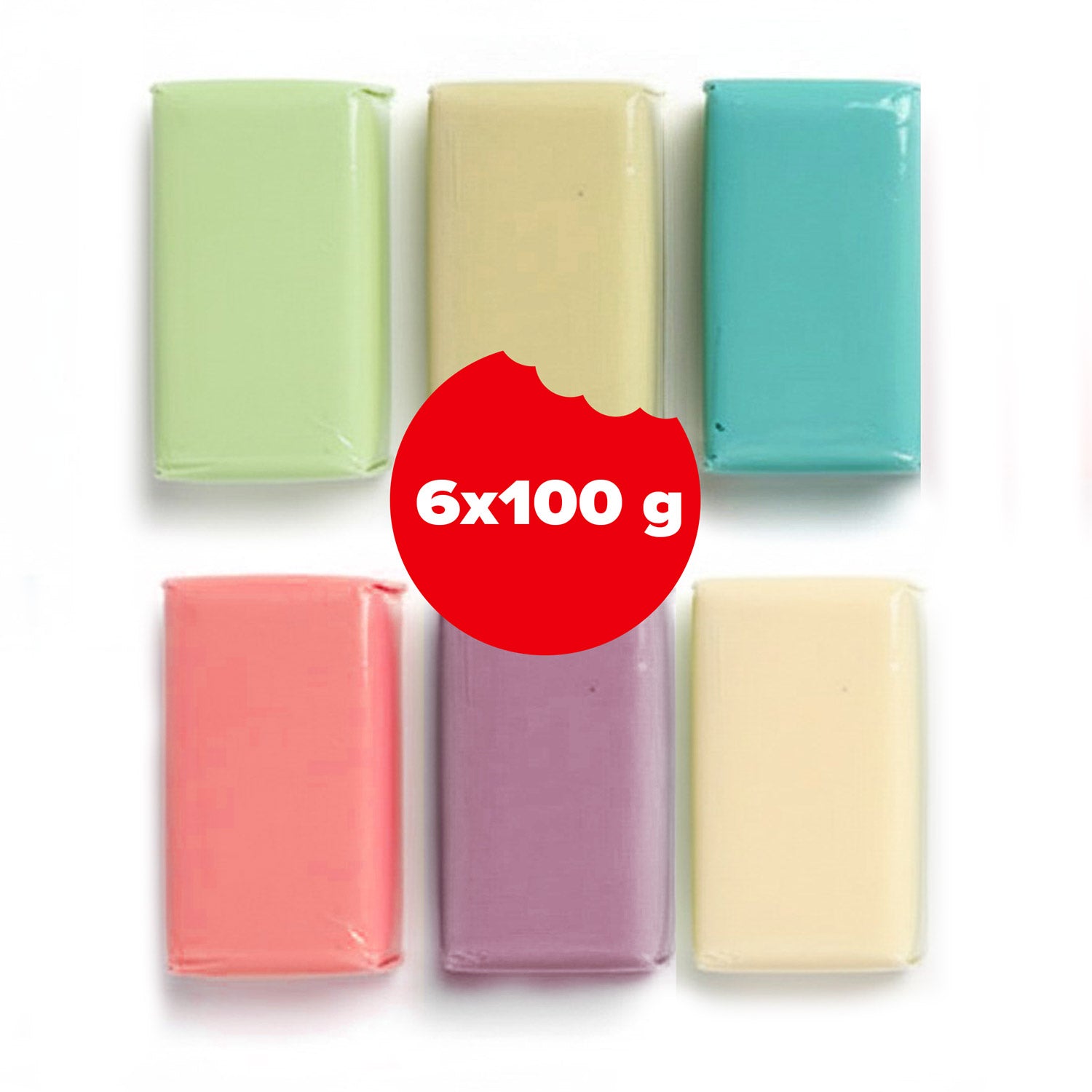 PACK FONDANT 6 PASTEL COLOURS 600GR