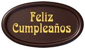 "TARGHETTA CIOCCOLATO ""FELIZ CUMPLEAÑOS"" 46X26MM"