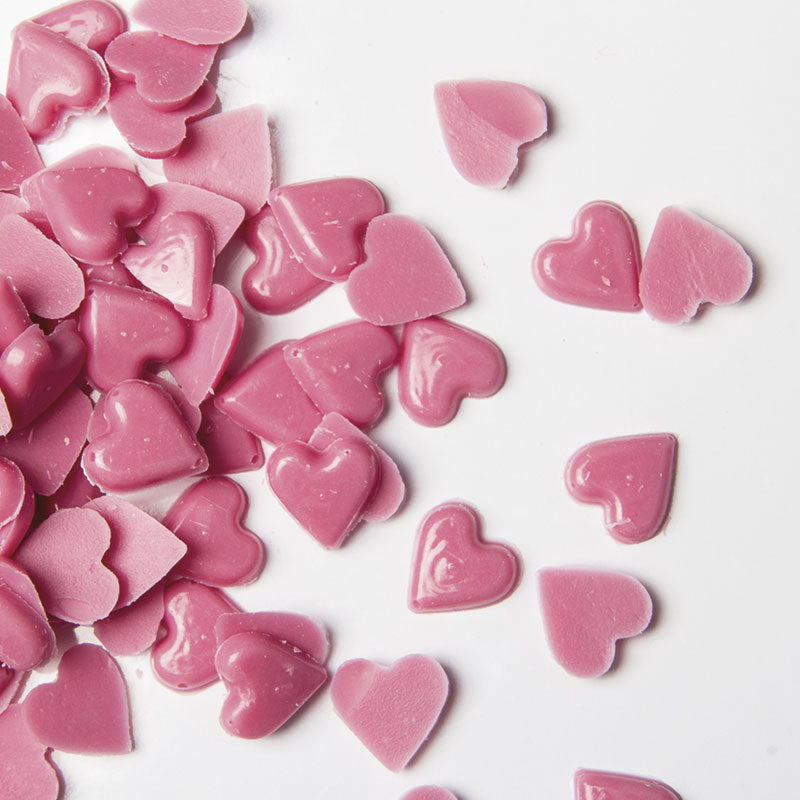 WHITE CHOCOLATE CONFETI PINK HEARTS 600GR