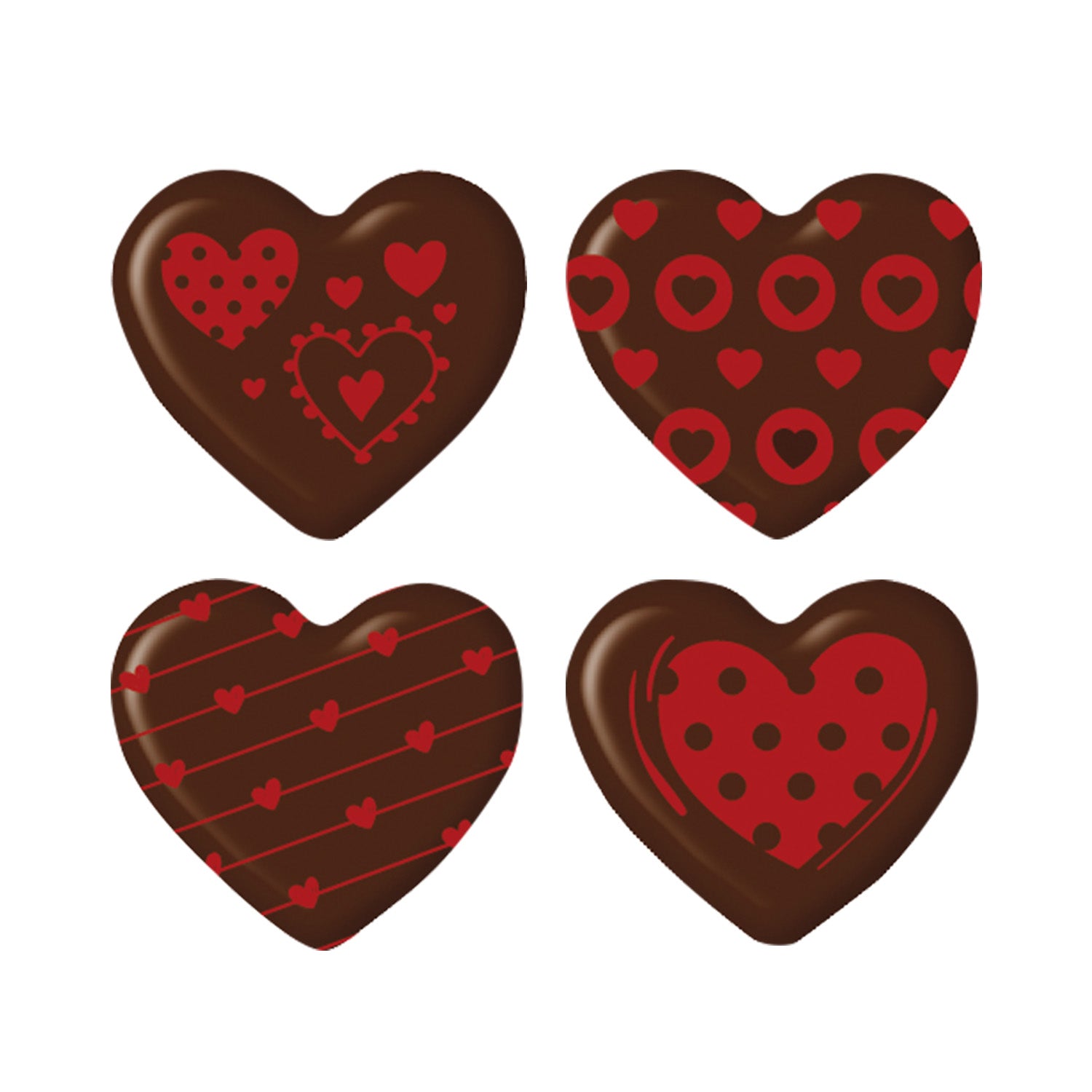 DECORAZIONE CIOCCOLATO CUORI ASSORTITI 30X27MM