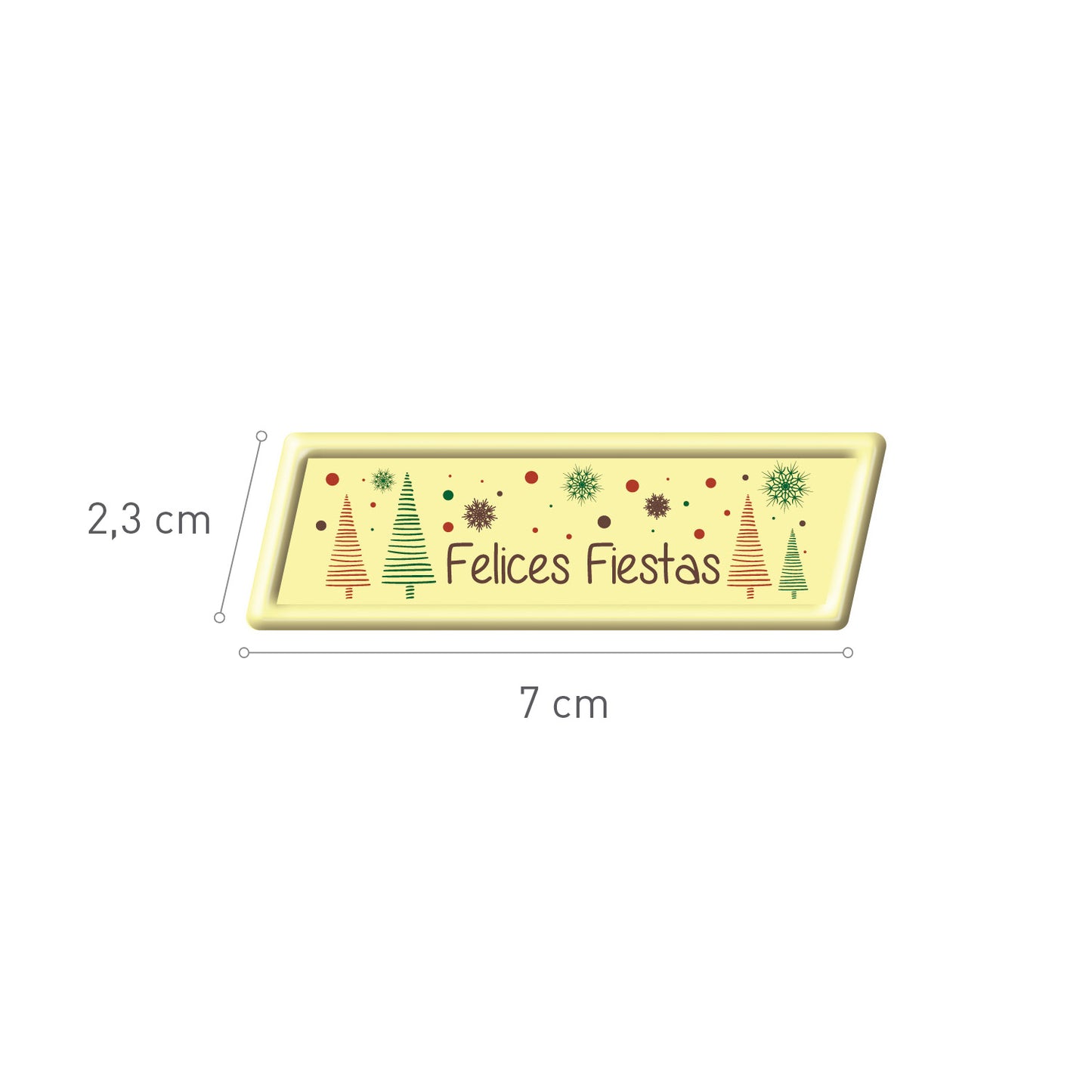 WHITE CHOCOLATE CHRISTMAS FELICES FIESTAS 70X23MM