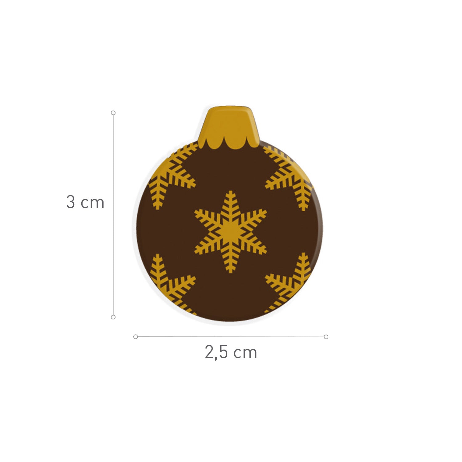 2D DARK CHOCOLATE CHRISTMAS BALLS 25X30MM