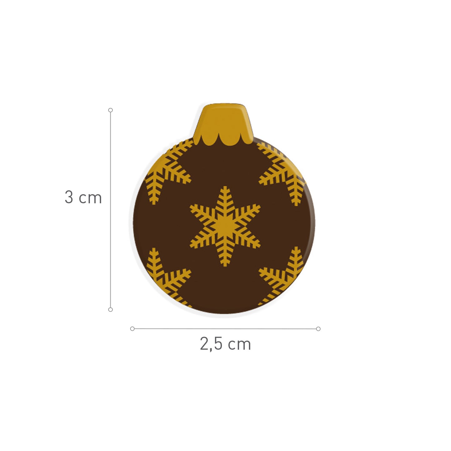 2D DARK CHOCOLATE CHRISTMAS BALLS 25X30MM