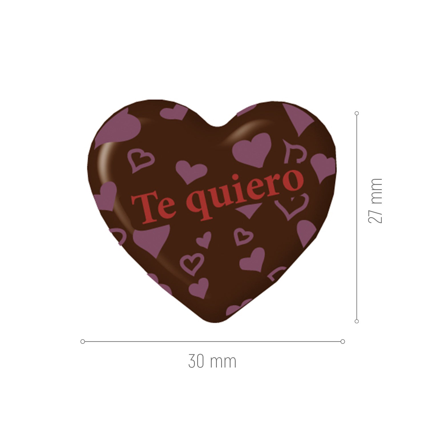 CORAZÓN SAN VALENTÍN CHOCOLATE NEGRO 30X27MM