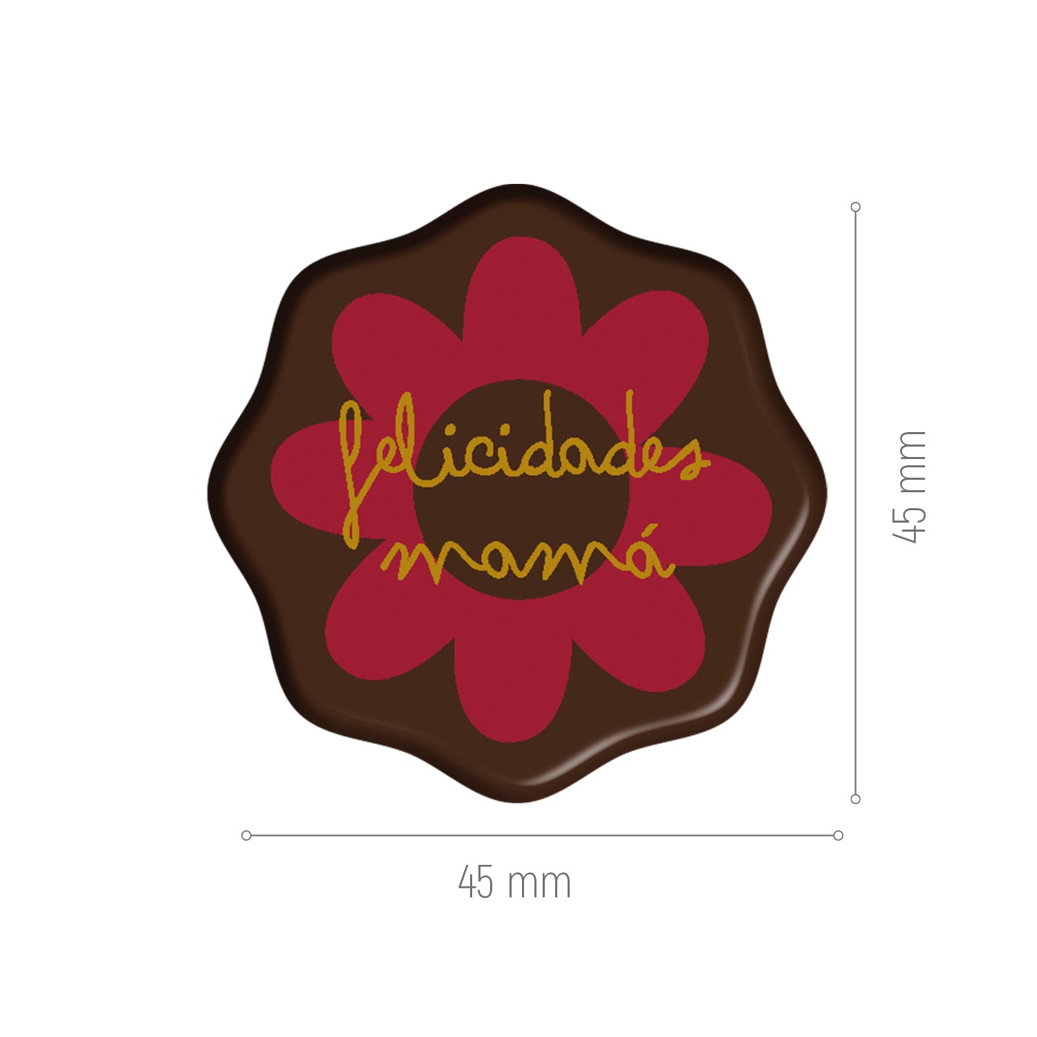 FLOR DE CHOCOLATE NEGRO FELICIDADES MAMÁ 45X45 MM
