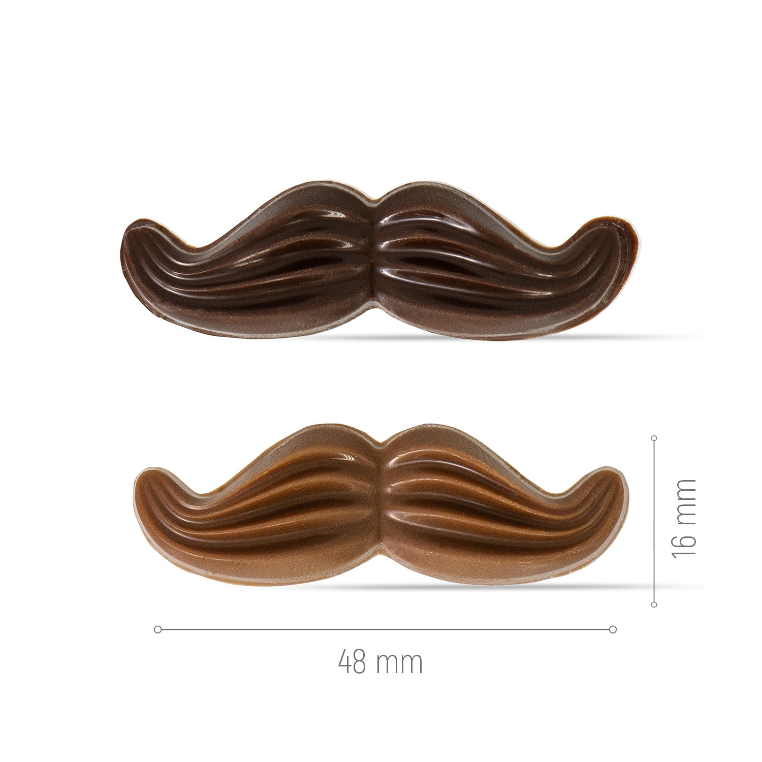 BIGOTES CHOCOLATE NEGRO Y CON LECHE SURTIDO 48X16MM