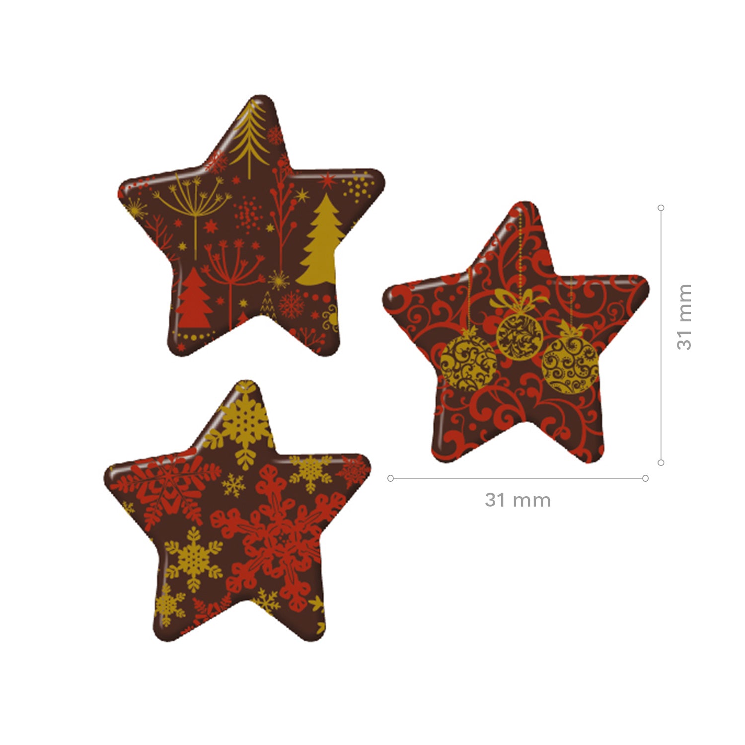 ESTRELLAS DE NAVIDAD DE CHOCOLATE 31X31MM