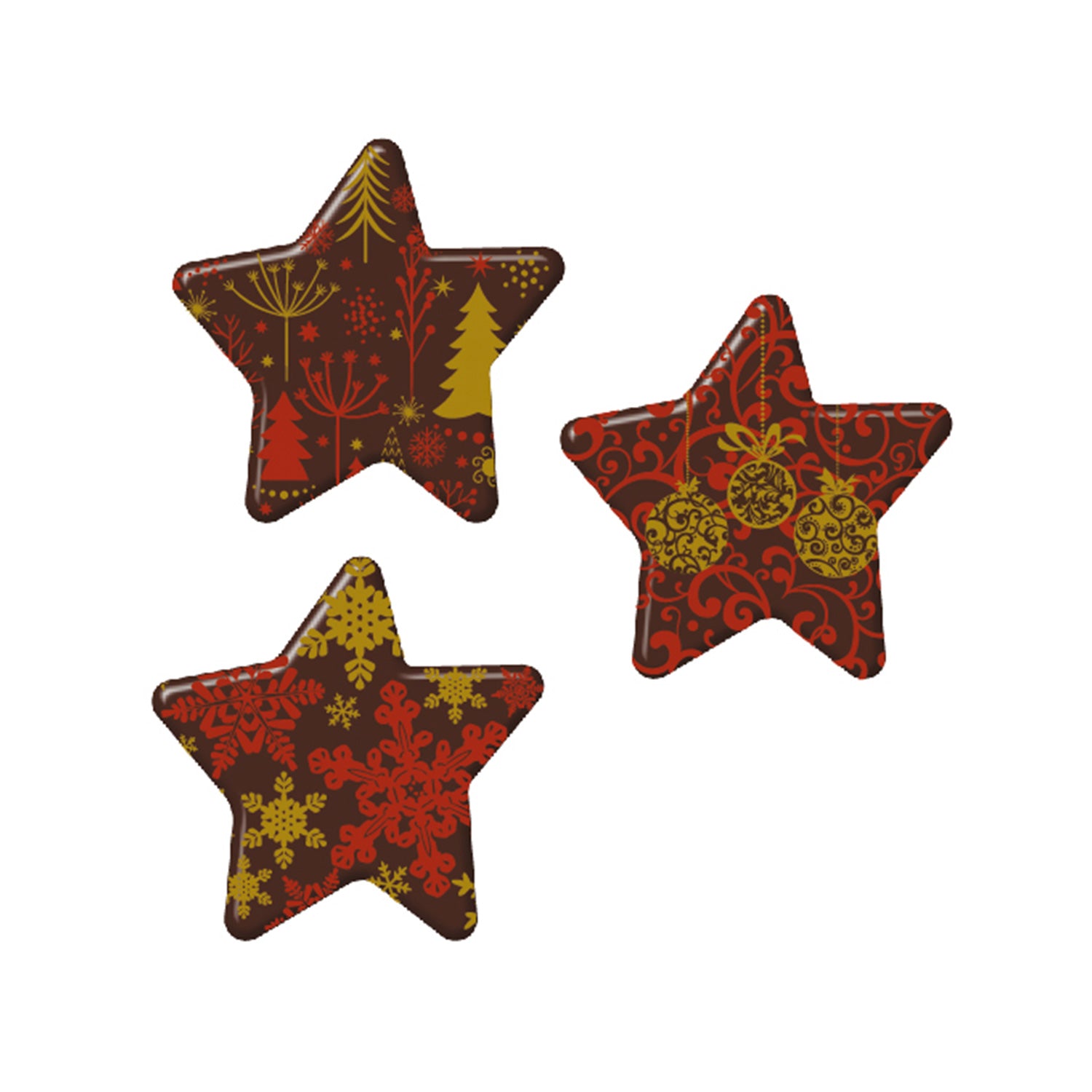 ESTRELLAS DE NAVIDAD DE CHOCOLATE 31X31MM