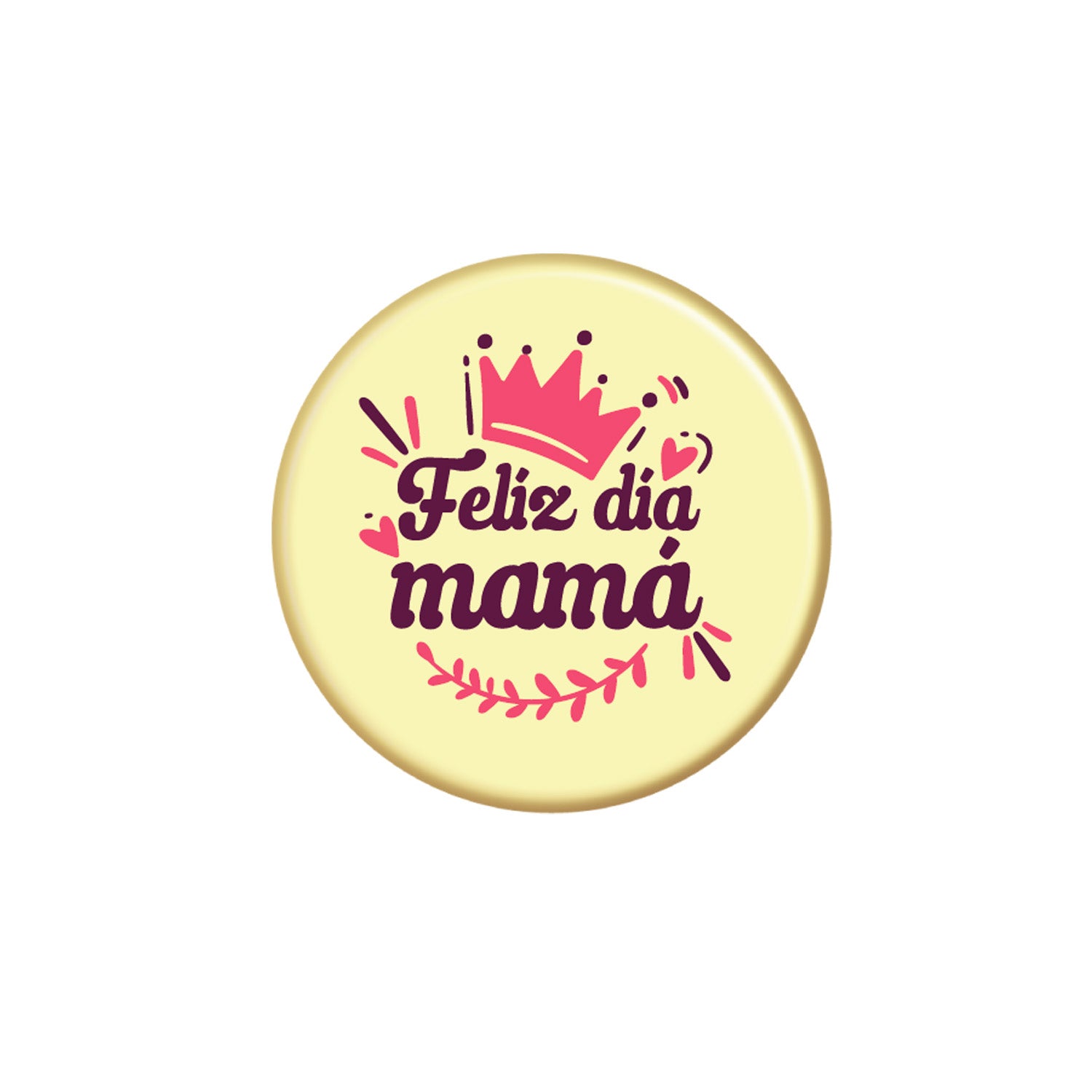 DISCO DE CHOCOLATE BRANCO FELIZ DÍA MAMÁ Ø 39MM