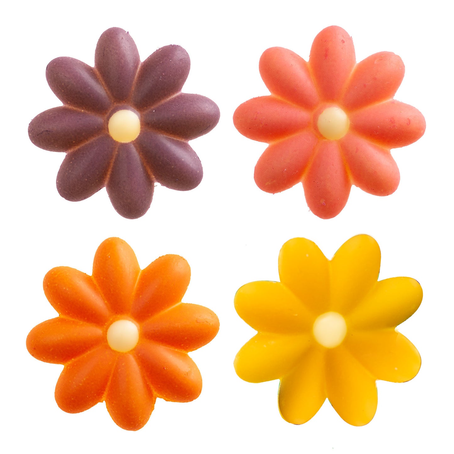 SURTIDO FLORES CHOCOLATE BLANCO 4 COLORES Ø 32MM