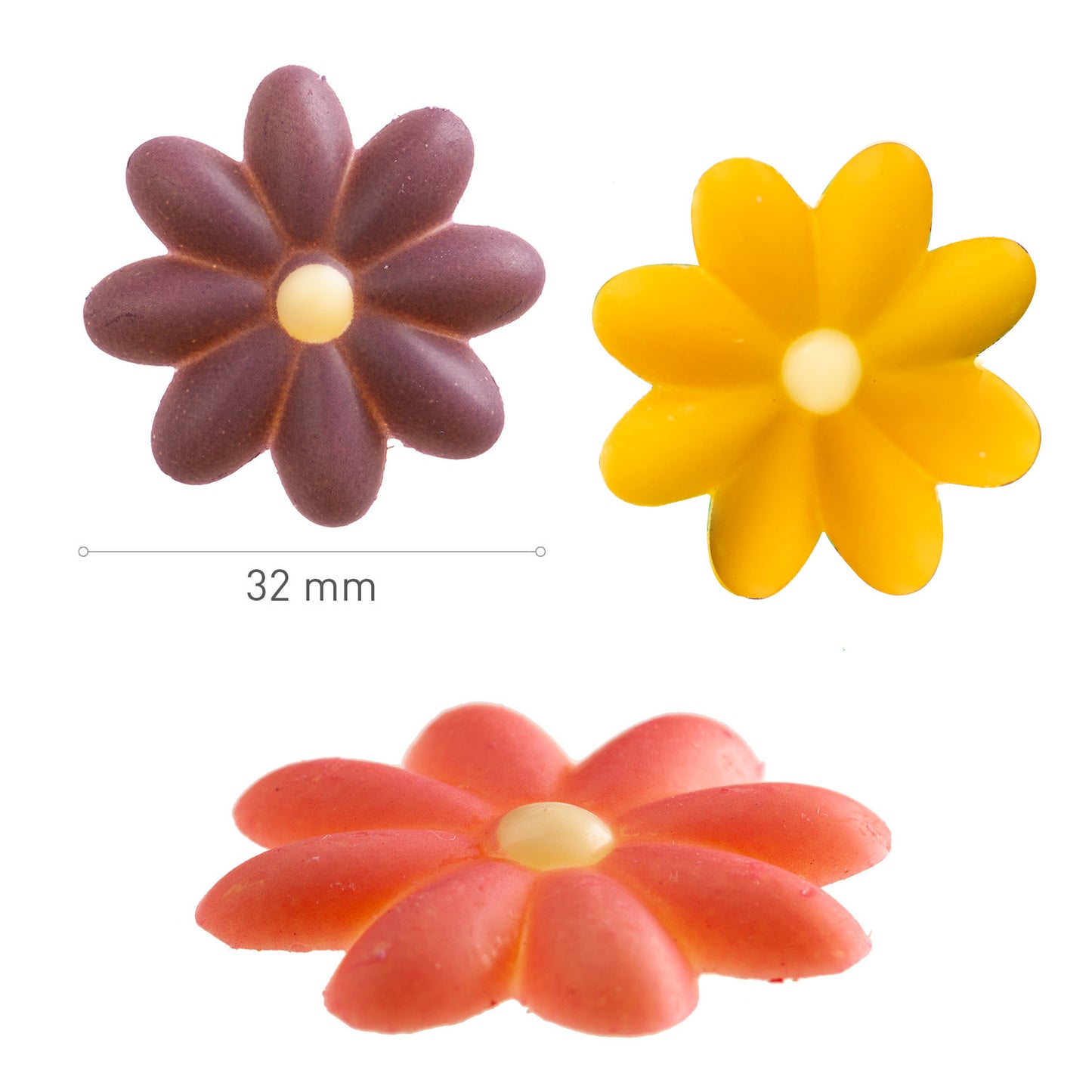 SURTIDO FLORES CHOCOLATE BLANCO 4 COLORES Ø 32MM