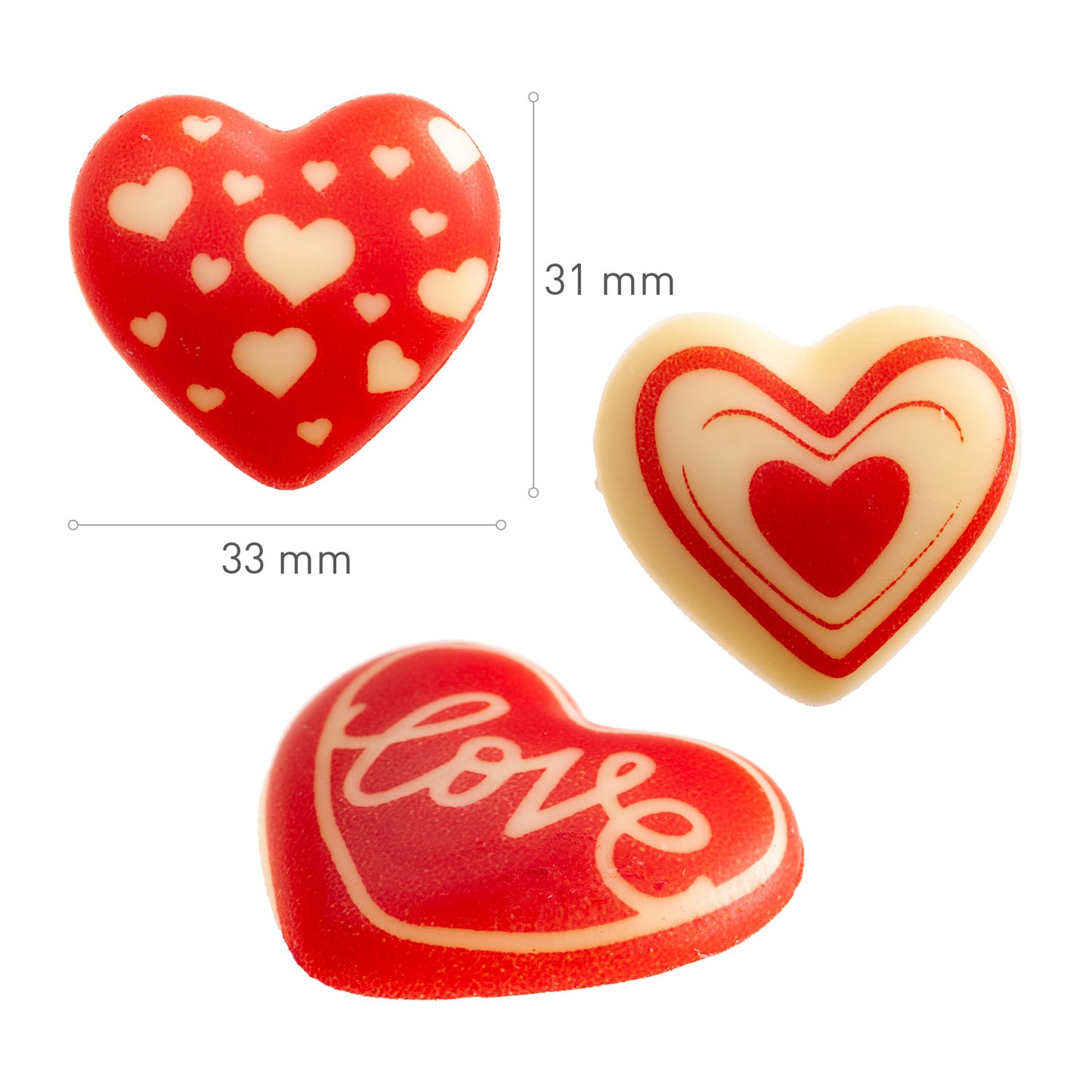 CUORI ASSORTITI DI CIOCCOLATO BIANCO 33X31MM
