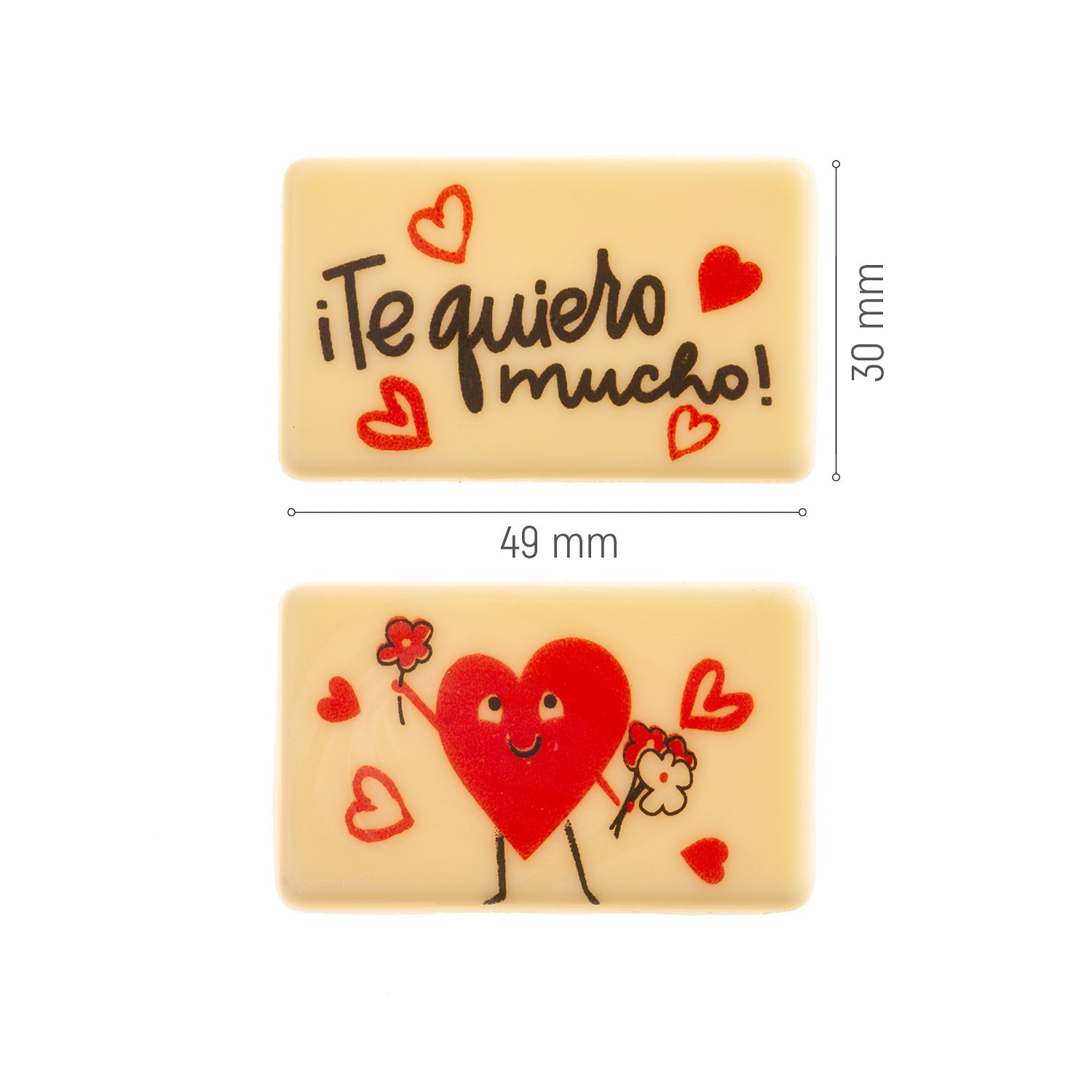 SURTIDO PLACA RECTANGULAR CHOCOLATE BLANCO TQM 49X30MM